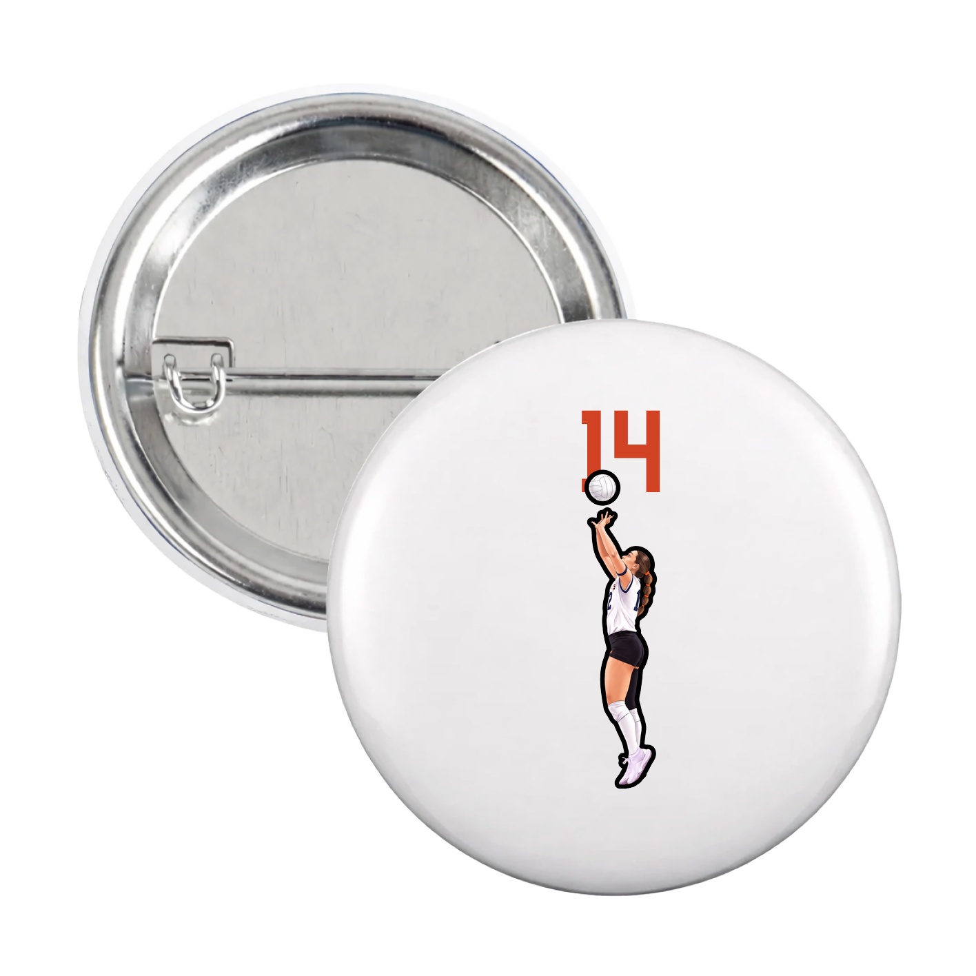 Game Day Button — Number Top in White