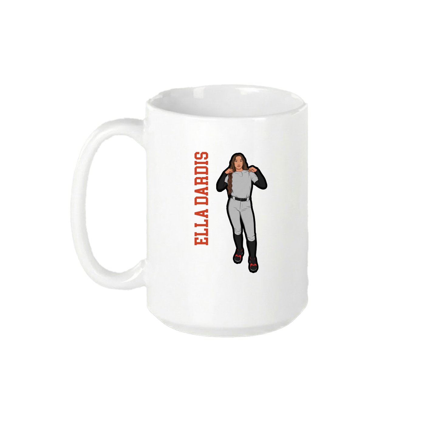 15oz Coffee Mug — Name Vertical in White