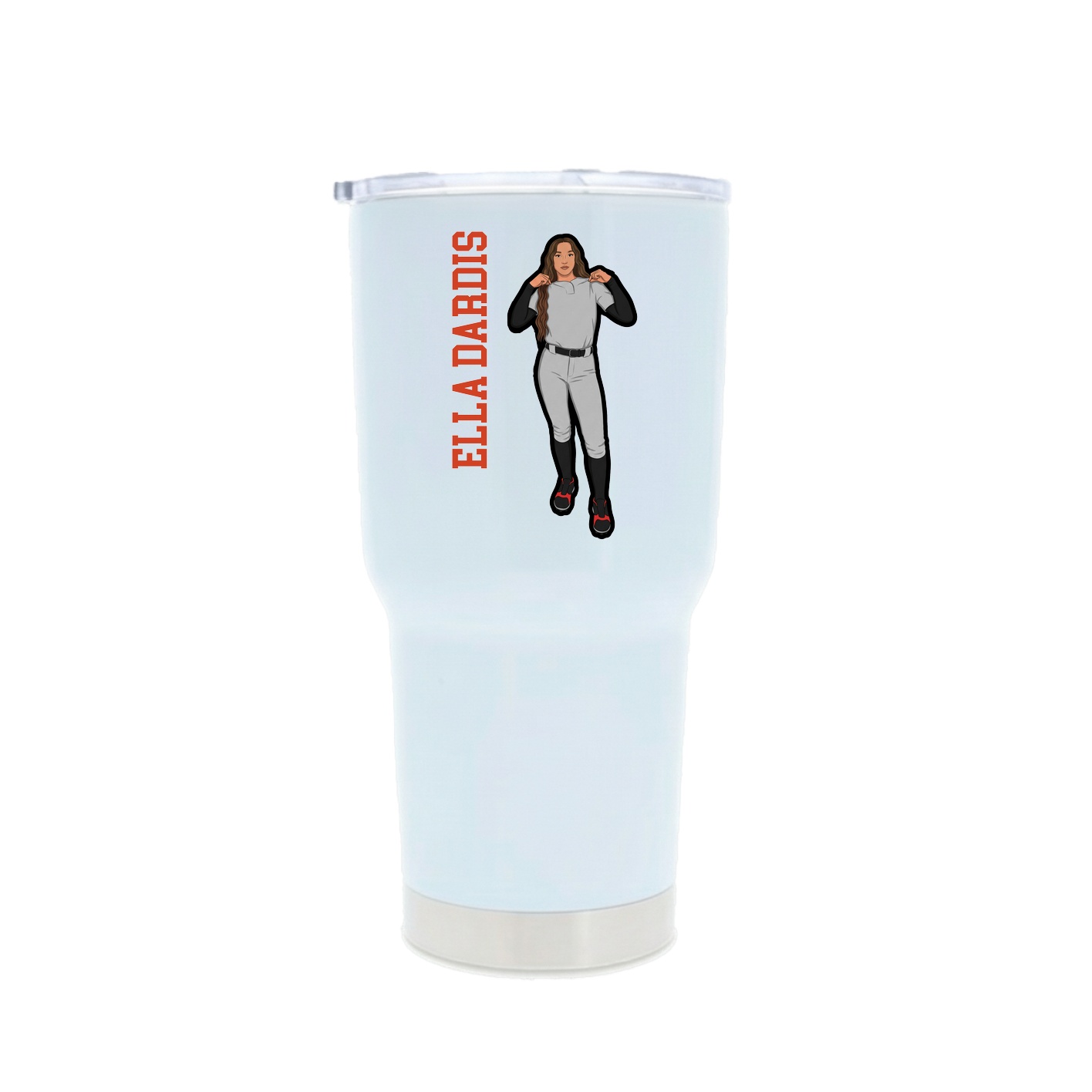 30oz Stainless Steel Tumbler — Name Vertical in White