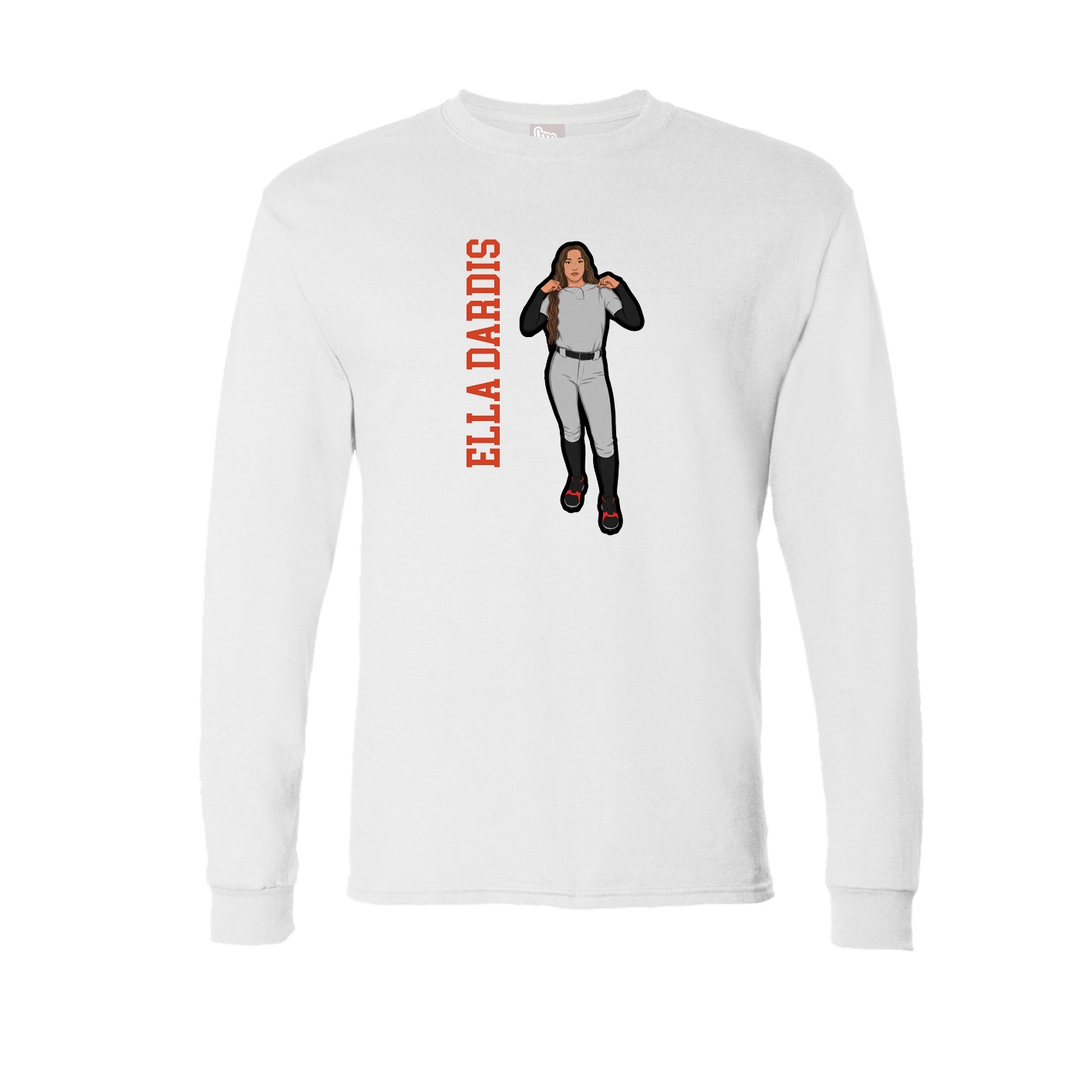 Long Sleeve Tee — Name Vertical in White