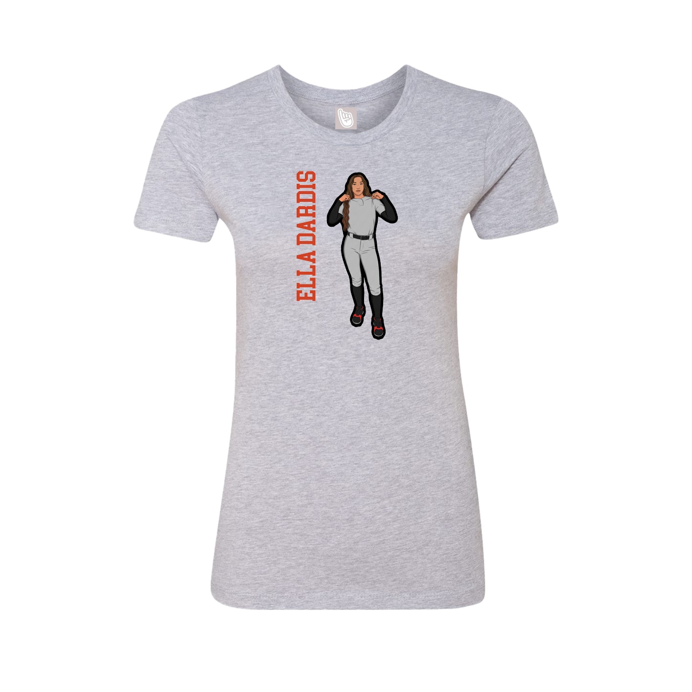 Fitted Women's Tee — Name Vertical in Grey