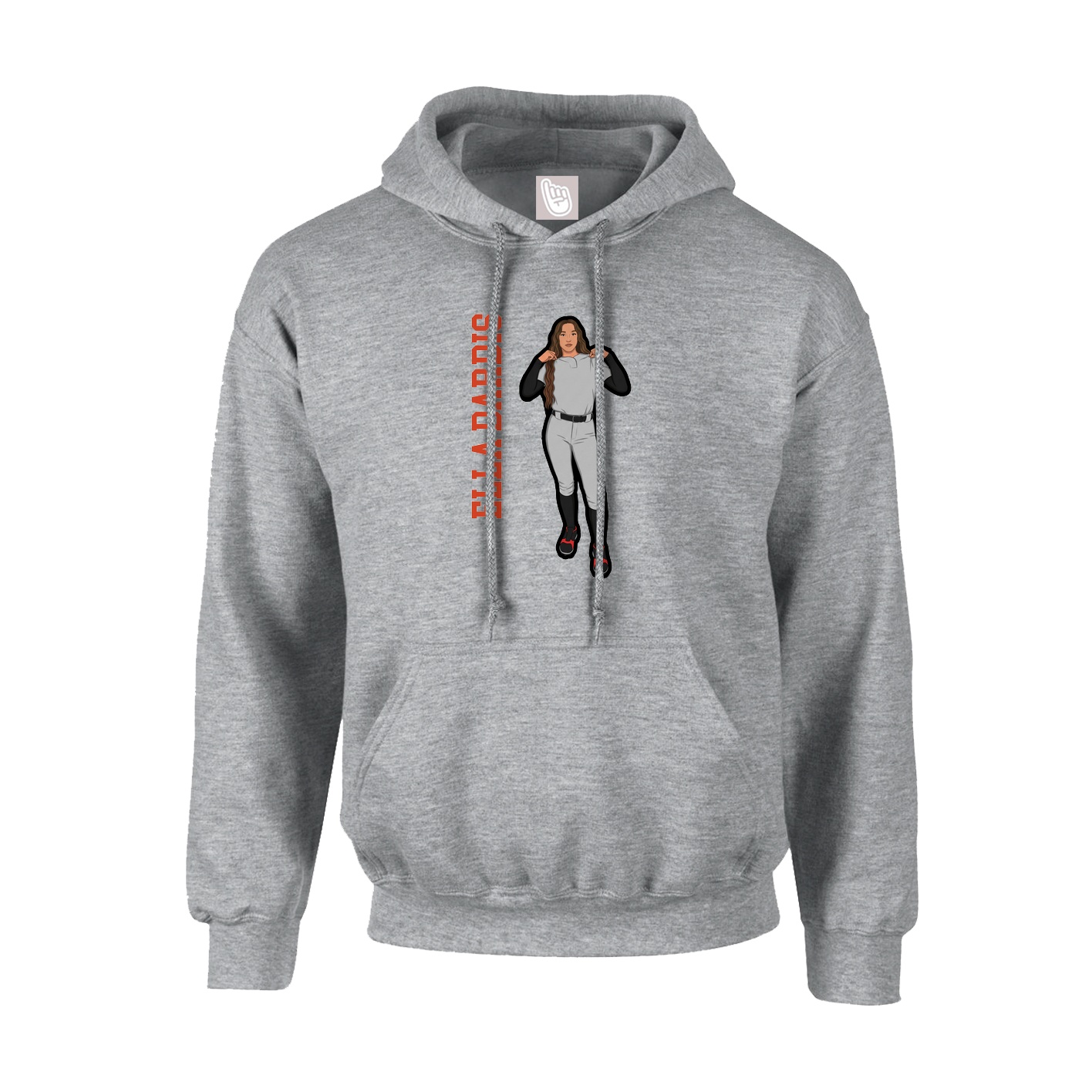 Youth Hoodie — Name Vertical in Grey