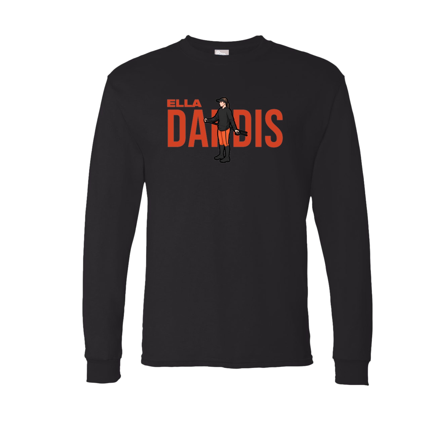 Long Sleeve Tee — Player Name in Black