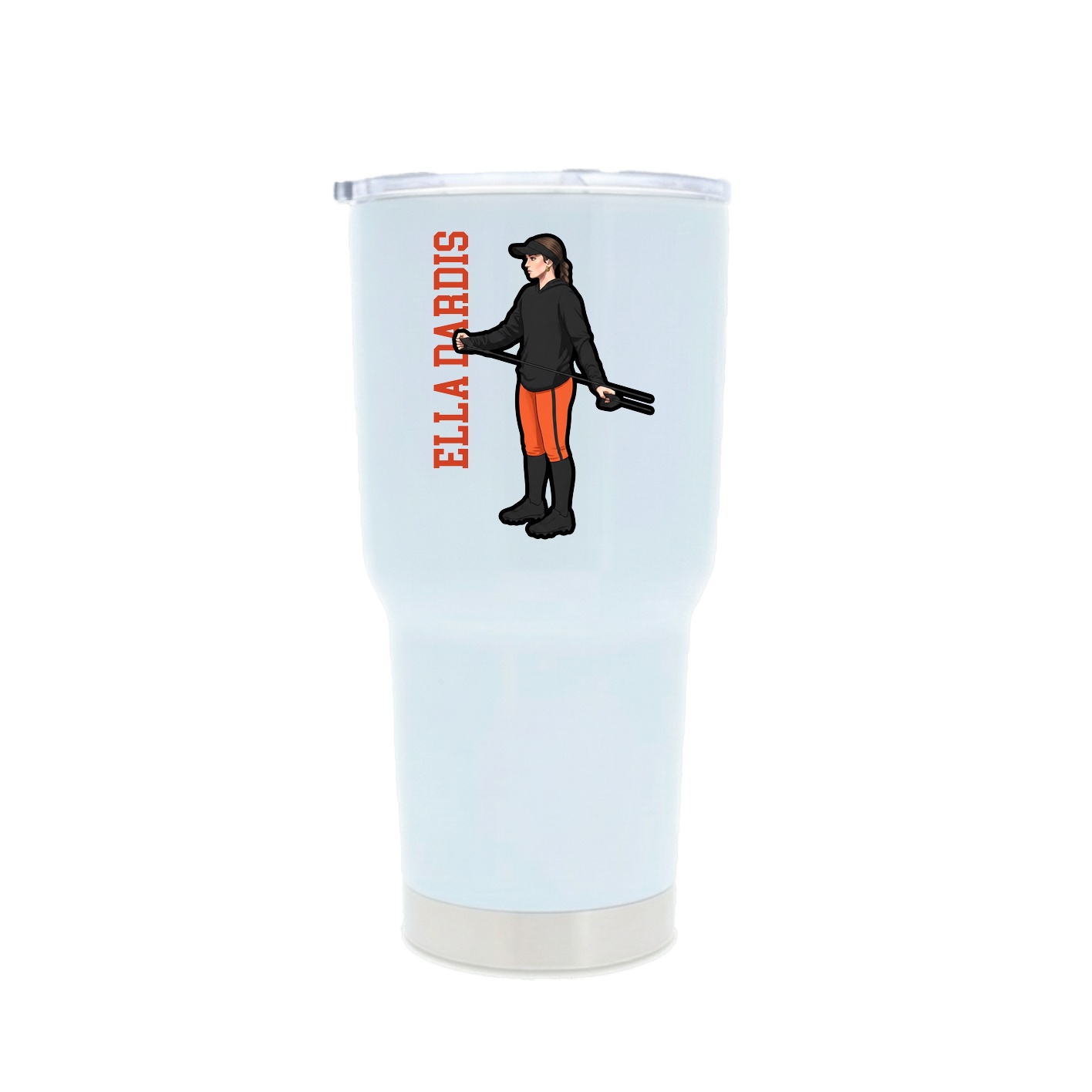 30oz Stainless Steel Tumbler — Name Vertical in White