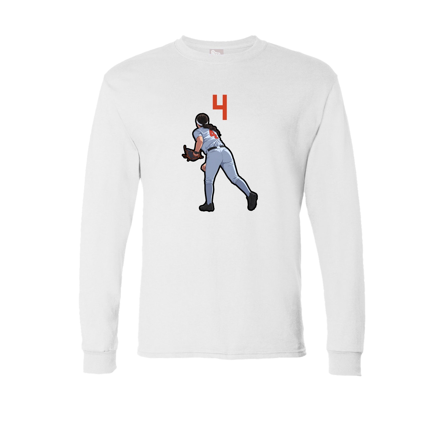 Long Sleeve Tee — Number Top in White