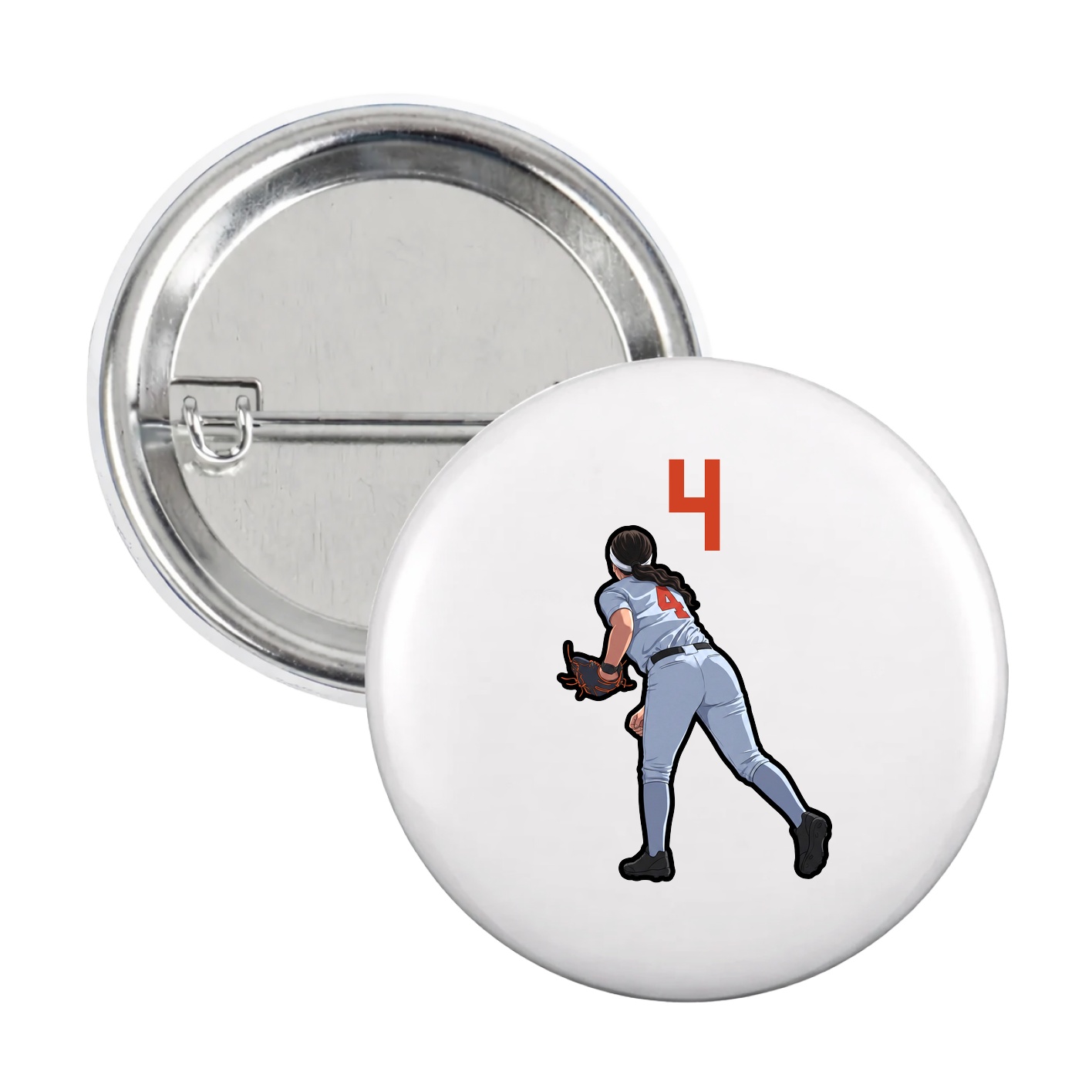 Game Day Button — Number Top in White