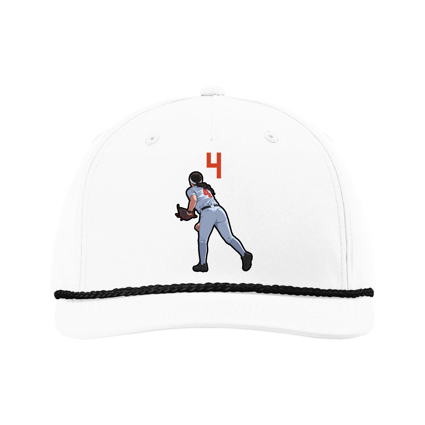 Five-Panel Classic Rope Cap — Number Top in White