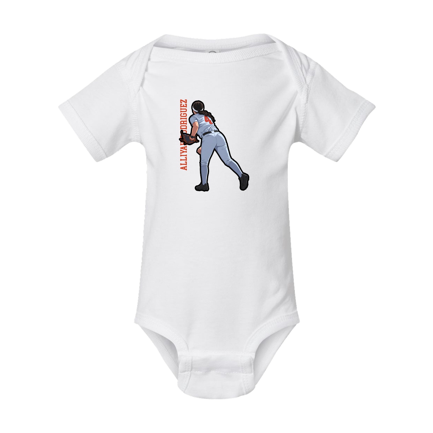 Baby Onesie — Name Vertical in White
