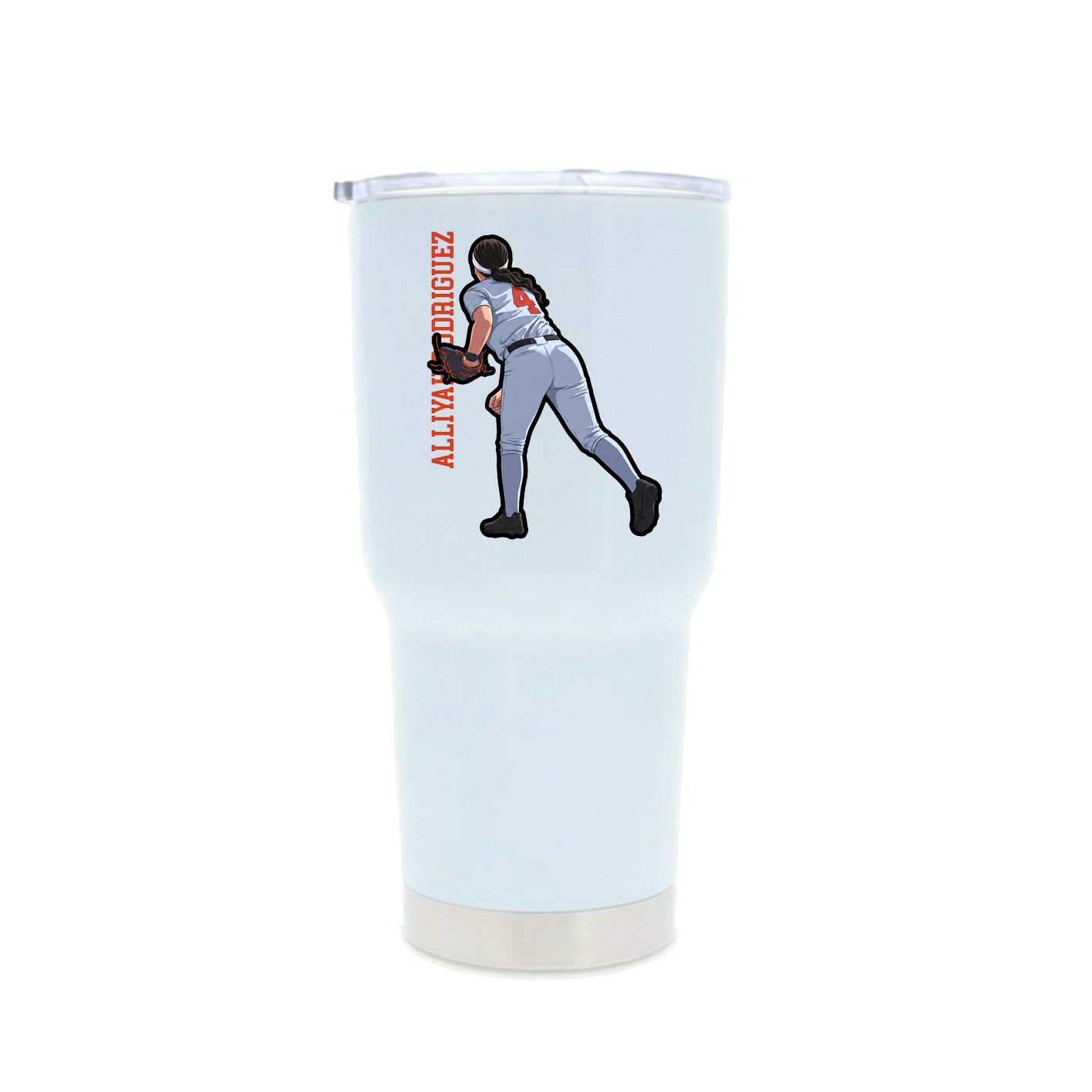 30oz Stainless Steel Tumbler — Name Vertical in White