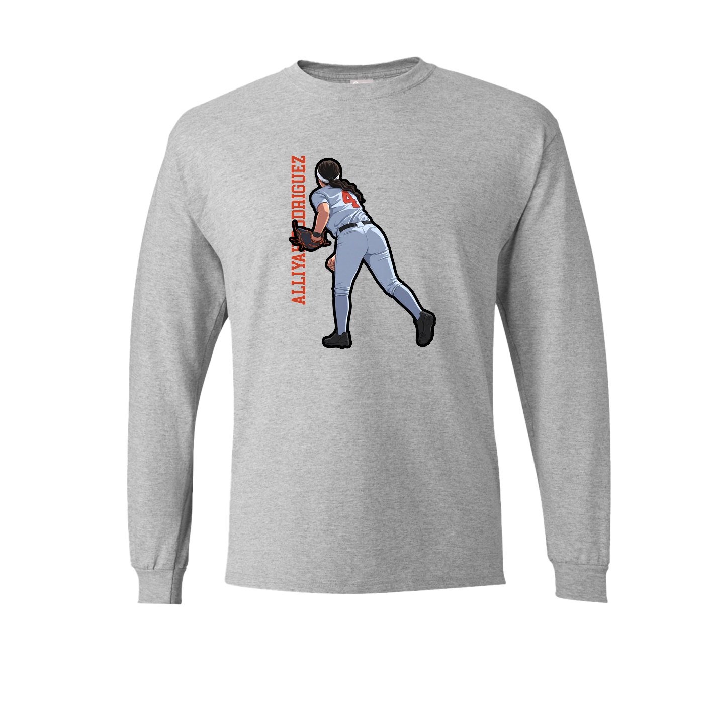 Long Sleeve Tee — Name Vertical in Grey