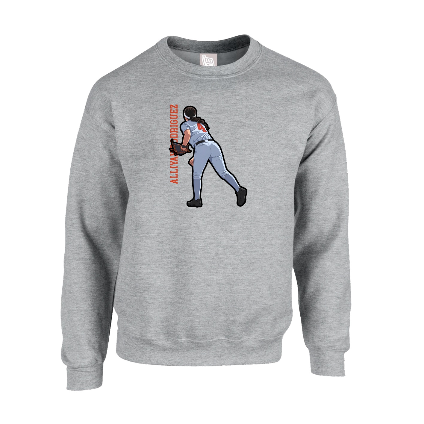 Fleece Crew — Name Vertical in Grey
