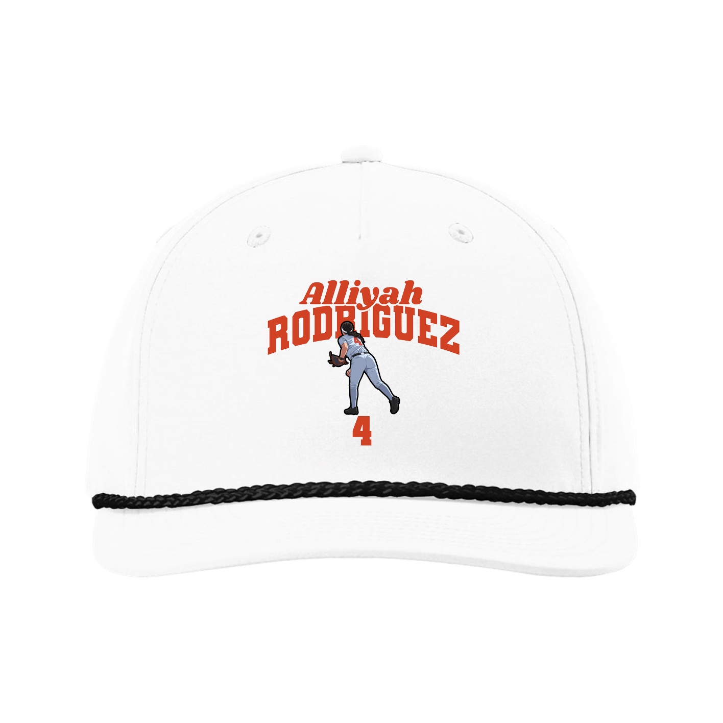 Five-Panel Classic Rope Cap — Signature Arch in White