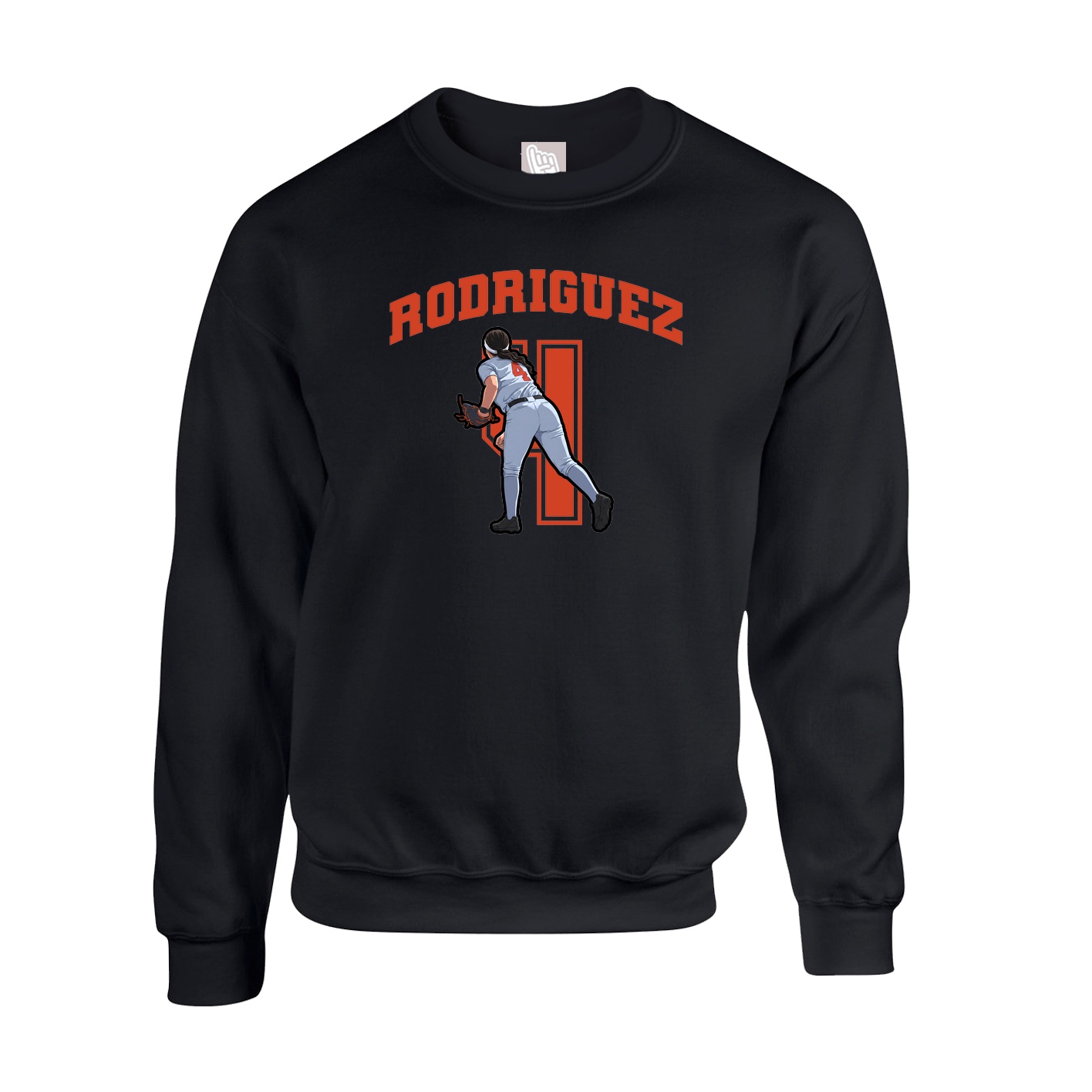 Fleece Crew — Number in Black