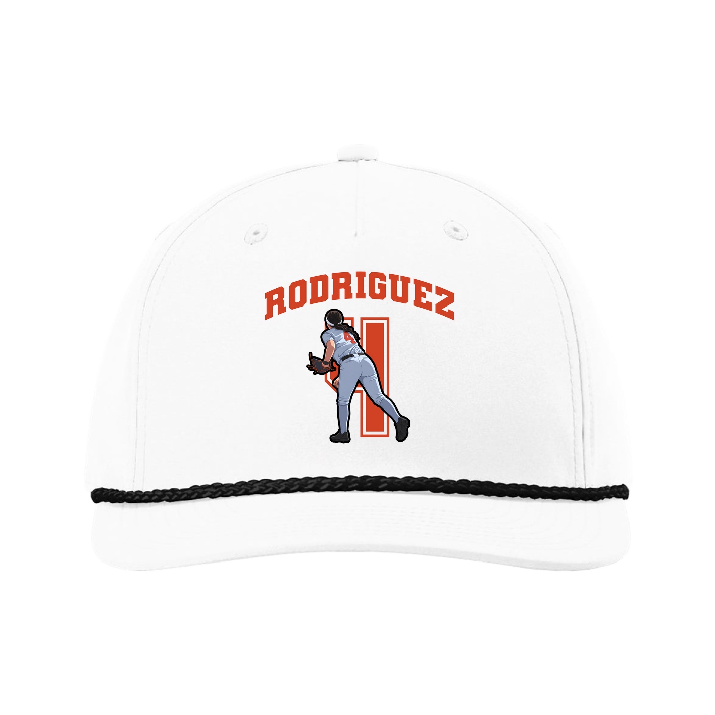 Five-Panel Classic Rope Cap — Number in White