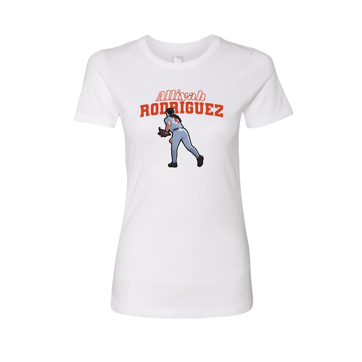 Fitted Women's Tee — Name Arch in White