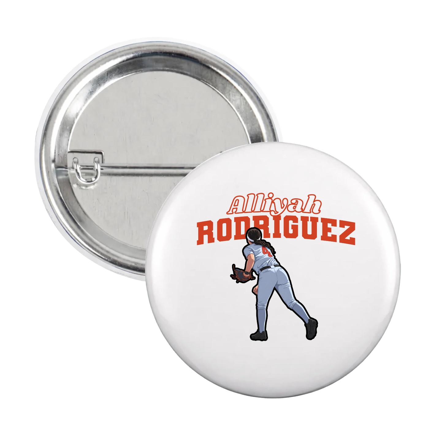 Game Day Button — Name Arch in White