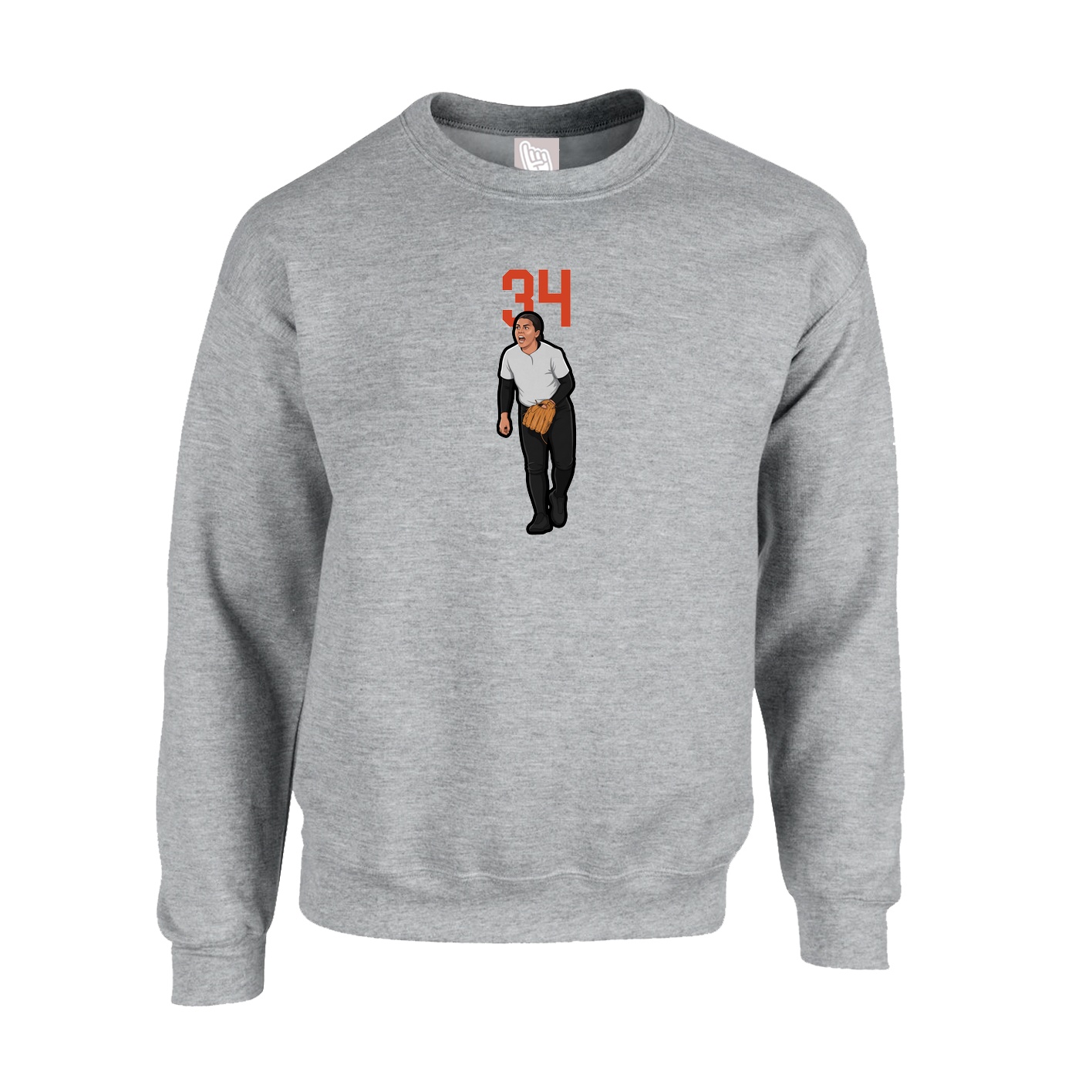Fleece Crew — Number Top in Grey