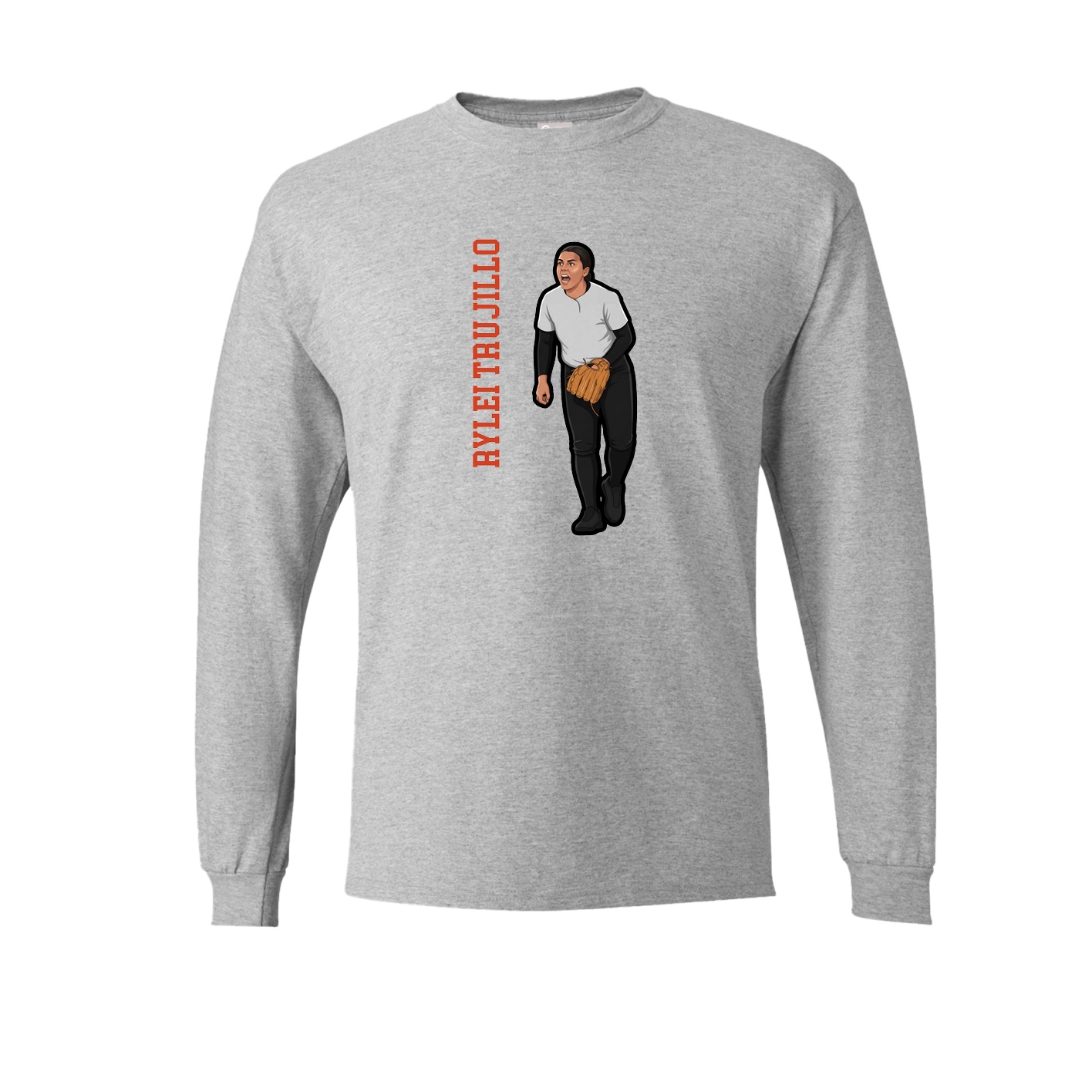 Long Sleeve Tee — Name Vertical in Grey