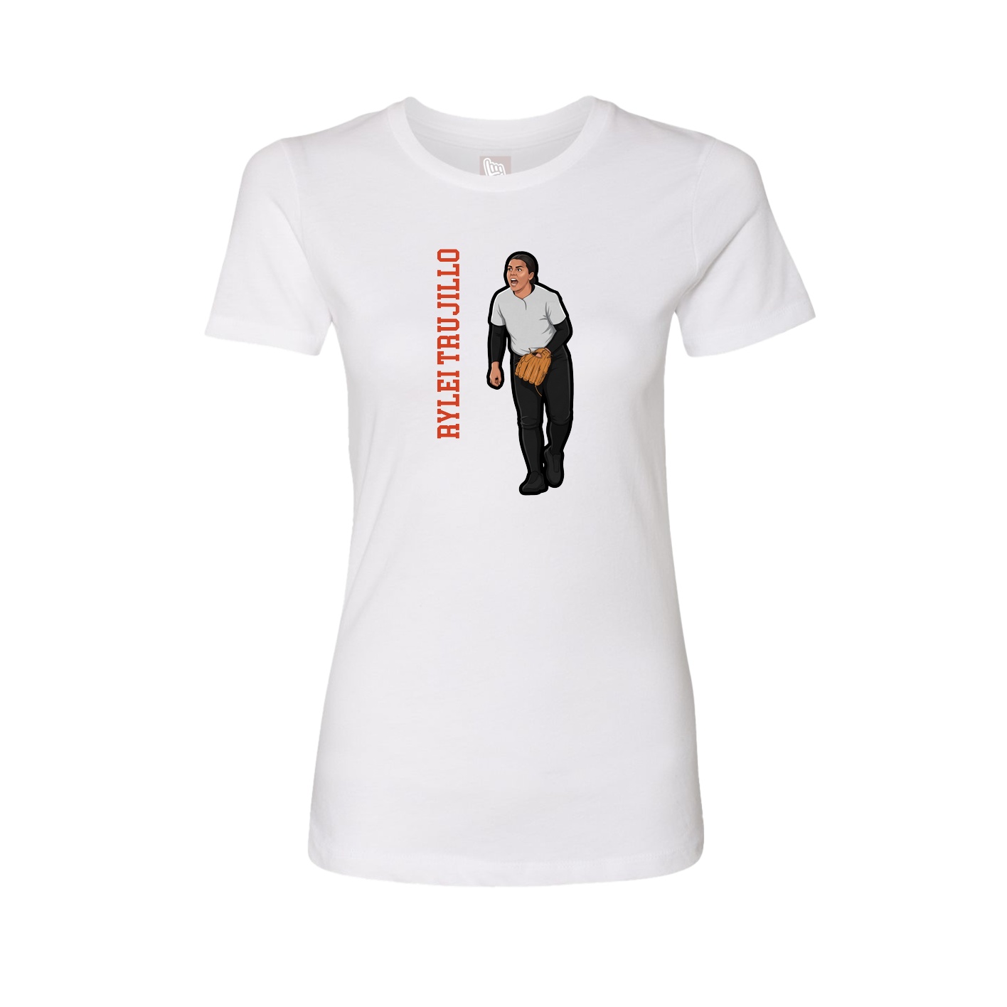 Fitted Women's Tee — Name Vertical in White