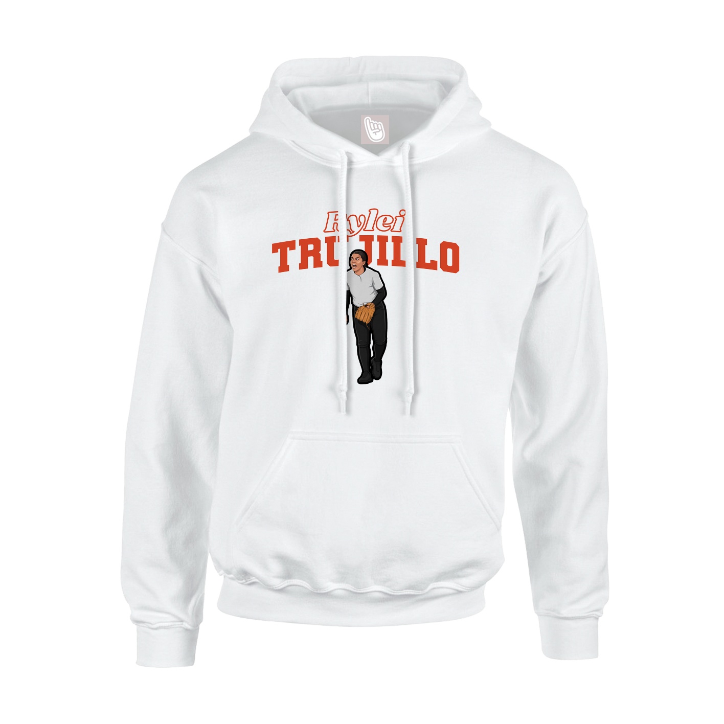 Youth Hoodie — Name Arch in White