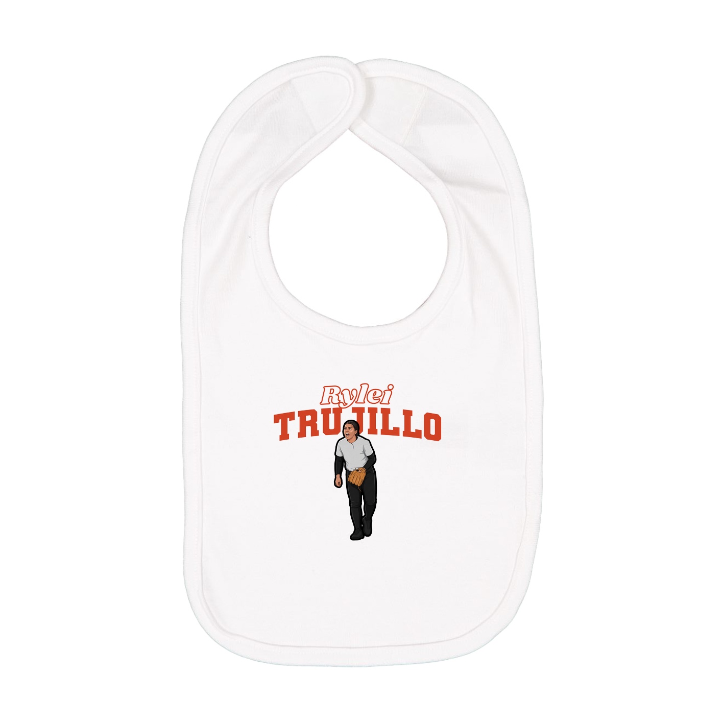 Infant Bib — Name Arch in White