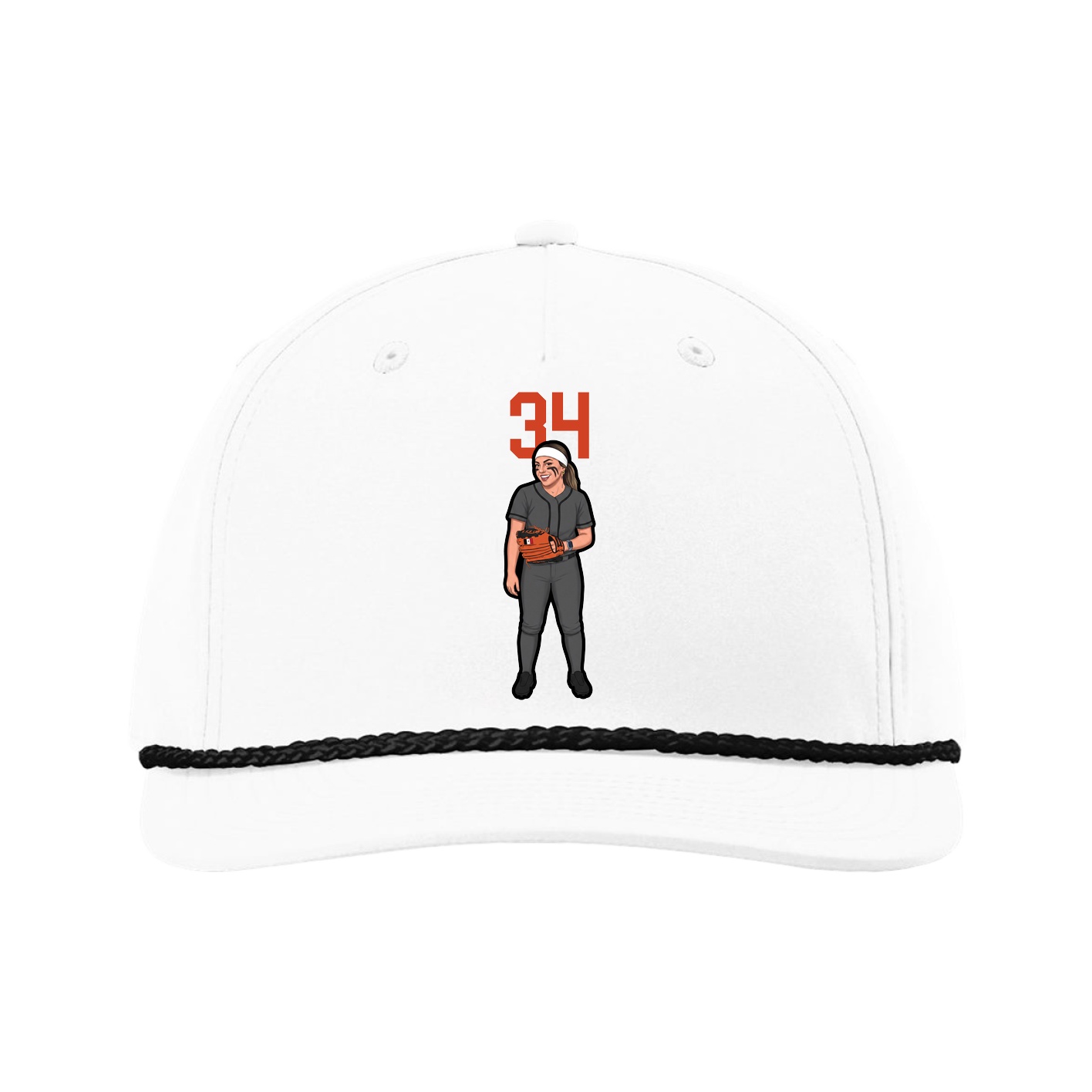 Five-Panel Classic Rope Cap — Number Top in White