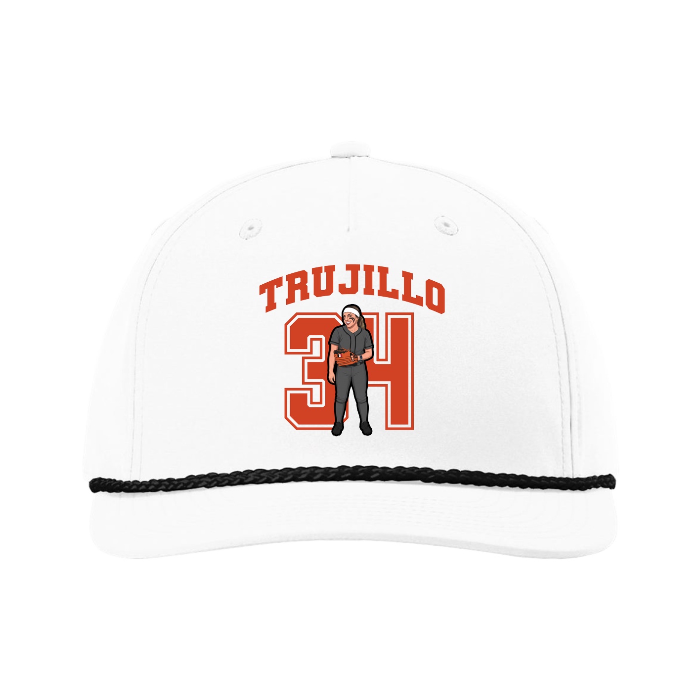 Five-Panel Classic Rope Cap — Number in White