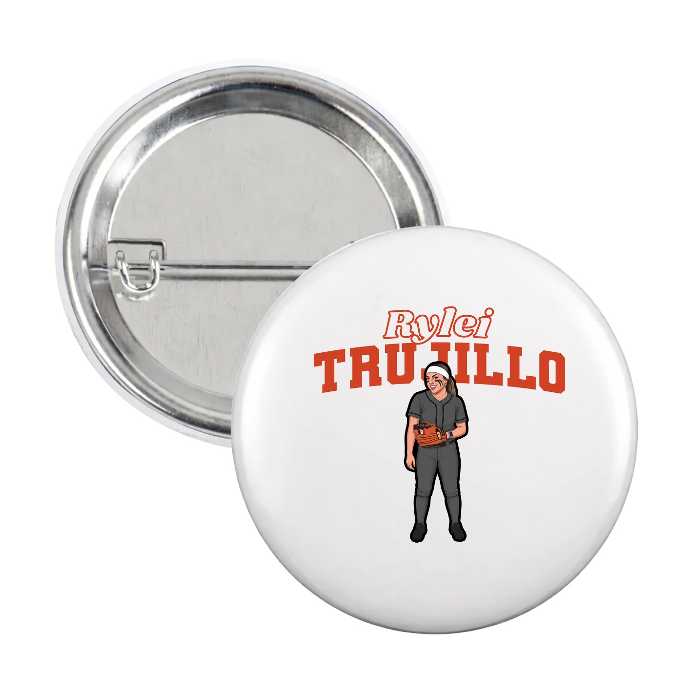 Game Day Button — Name Arch in White