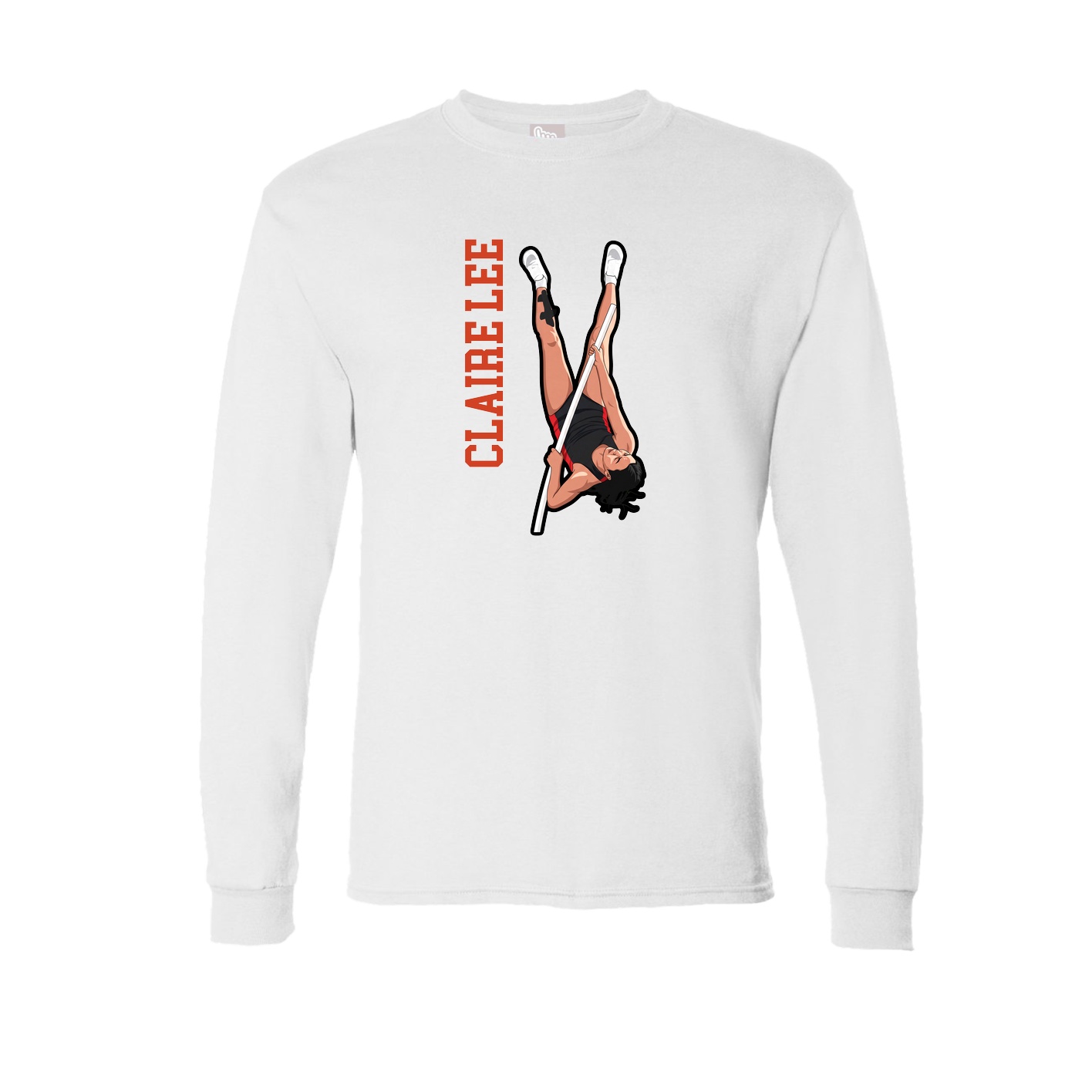 Long Sleeve Tee — Name Vertical in White
