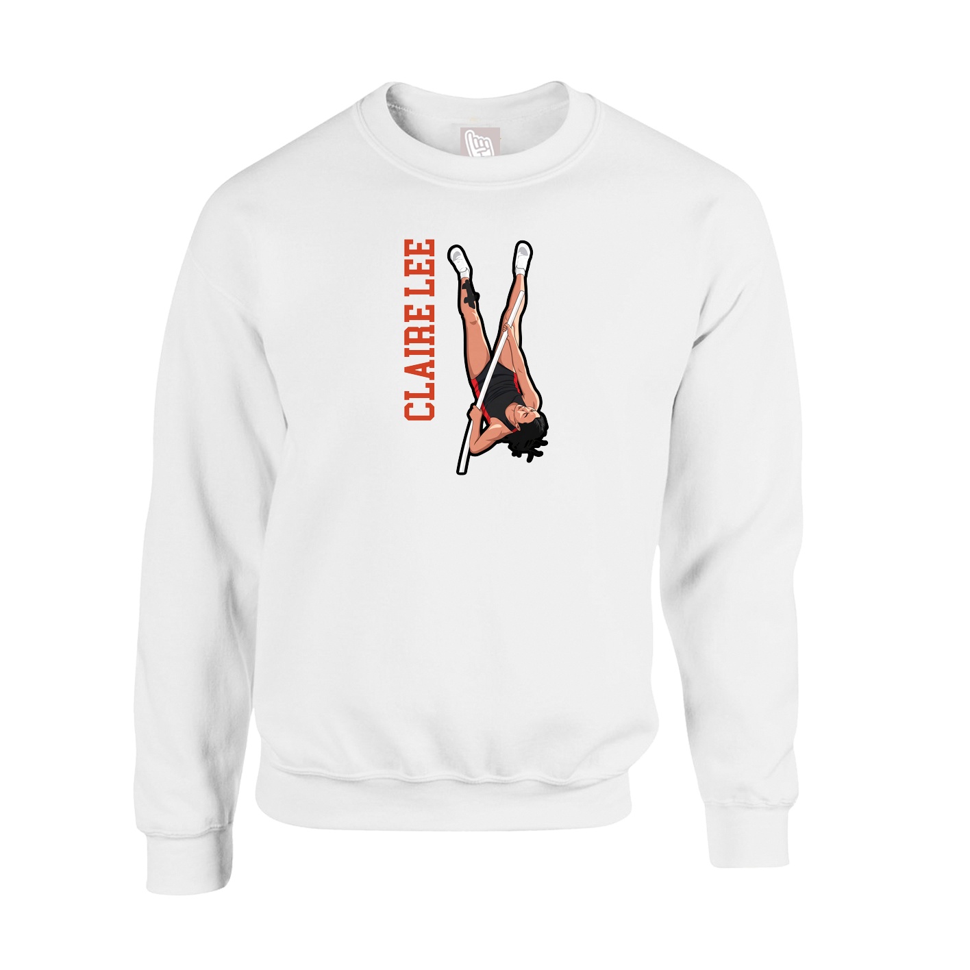 Fleece Crew — Name Vertical in White