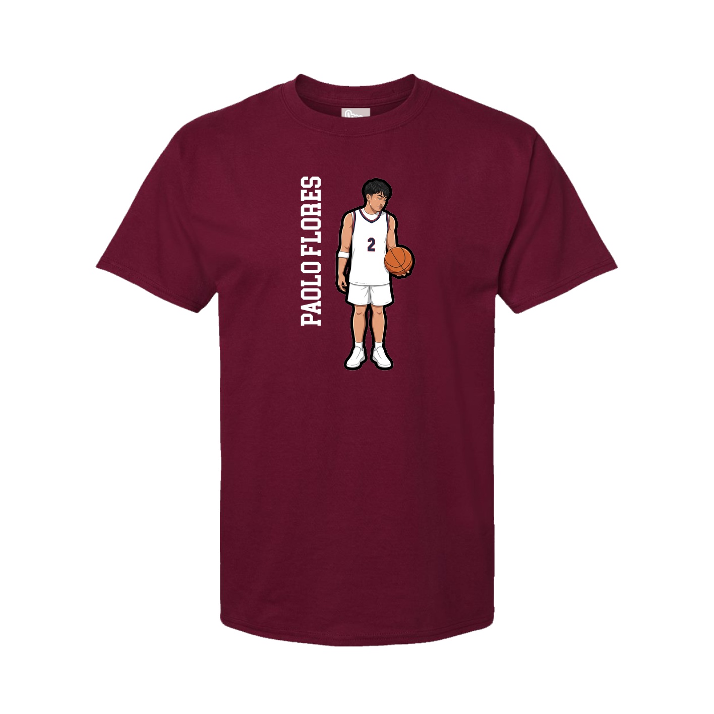 Youth Tee — Name Vertical in Cardinal