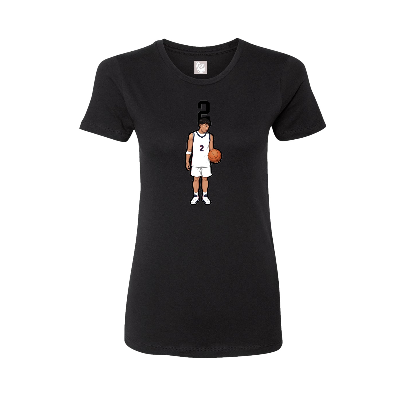 Fitted Women's Tee — Number Top in Black