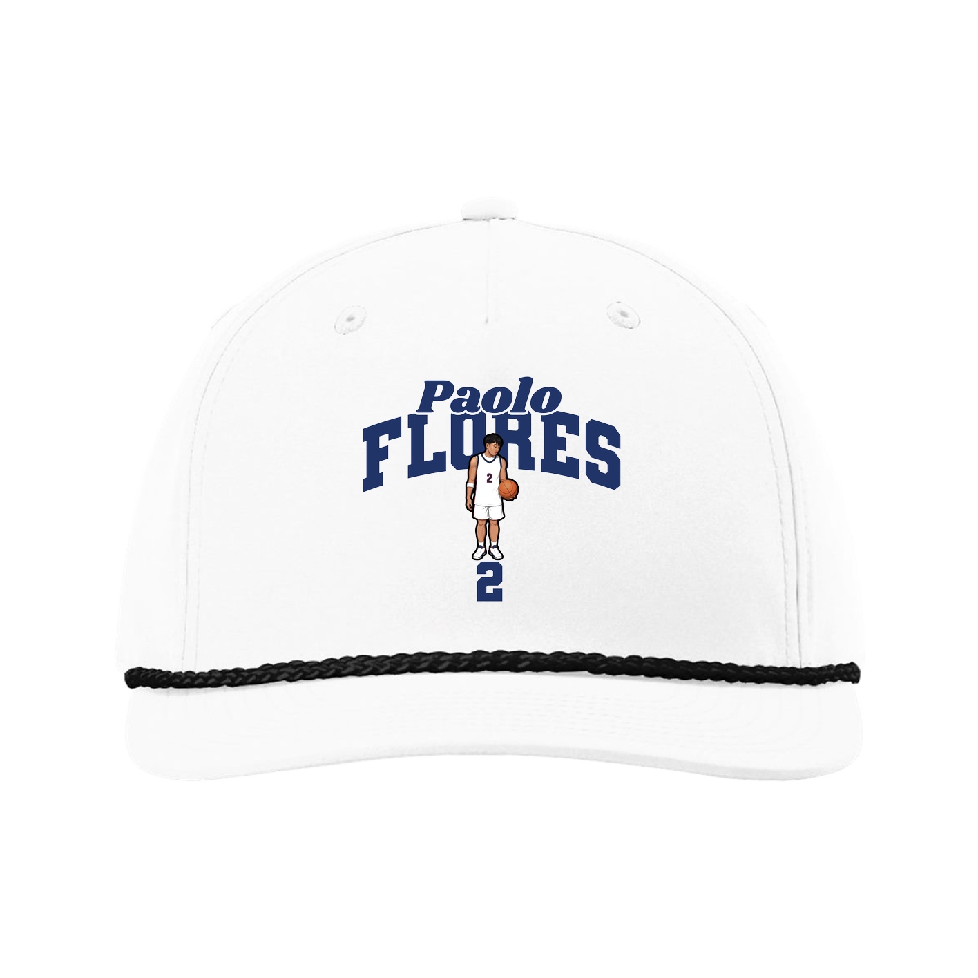 Five-Panel Classic Rope Cap — Signature Arch in White