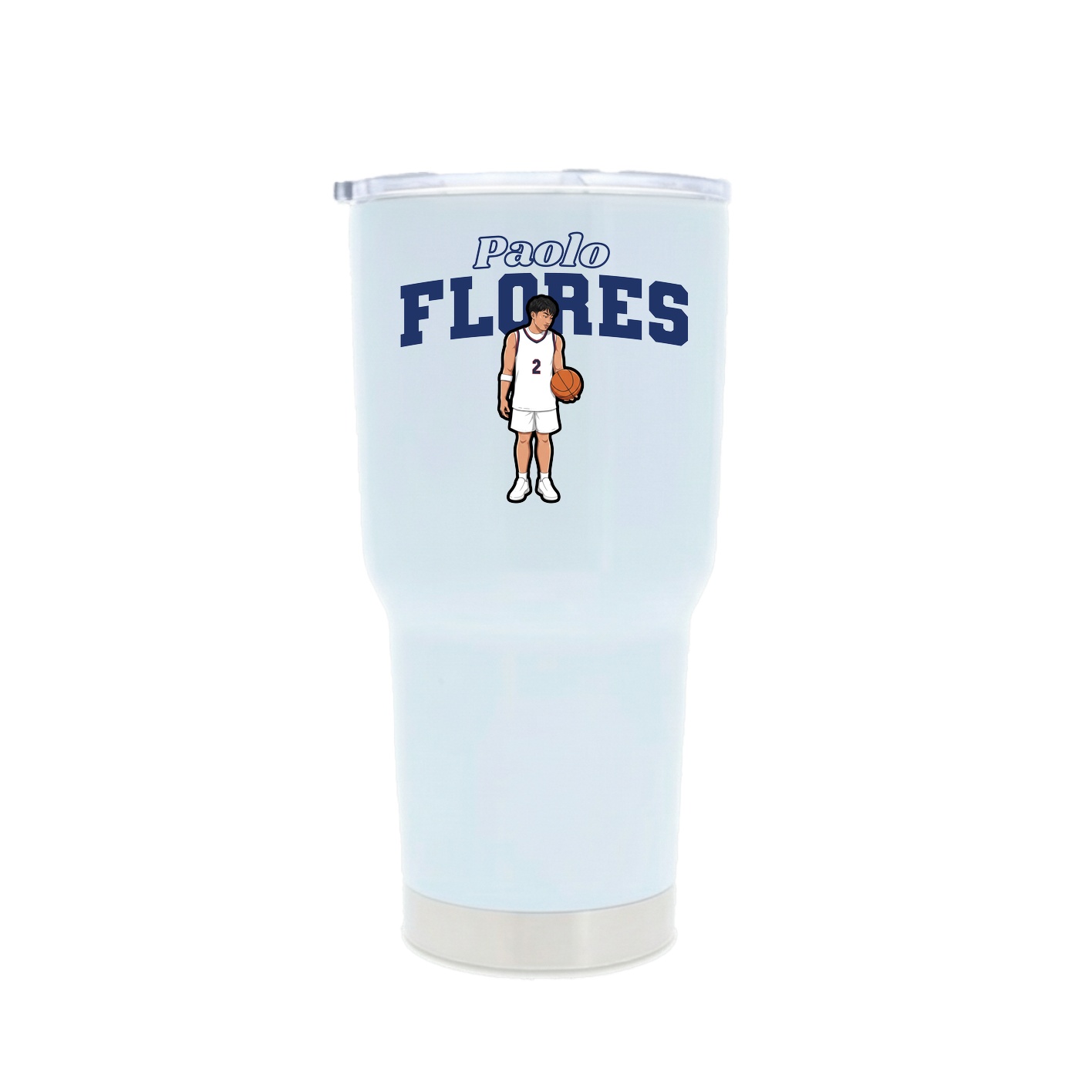 30oz Stainless Steel Tumbler — Name Arch in White