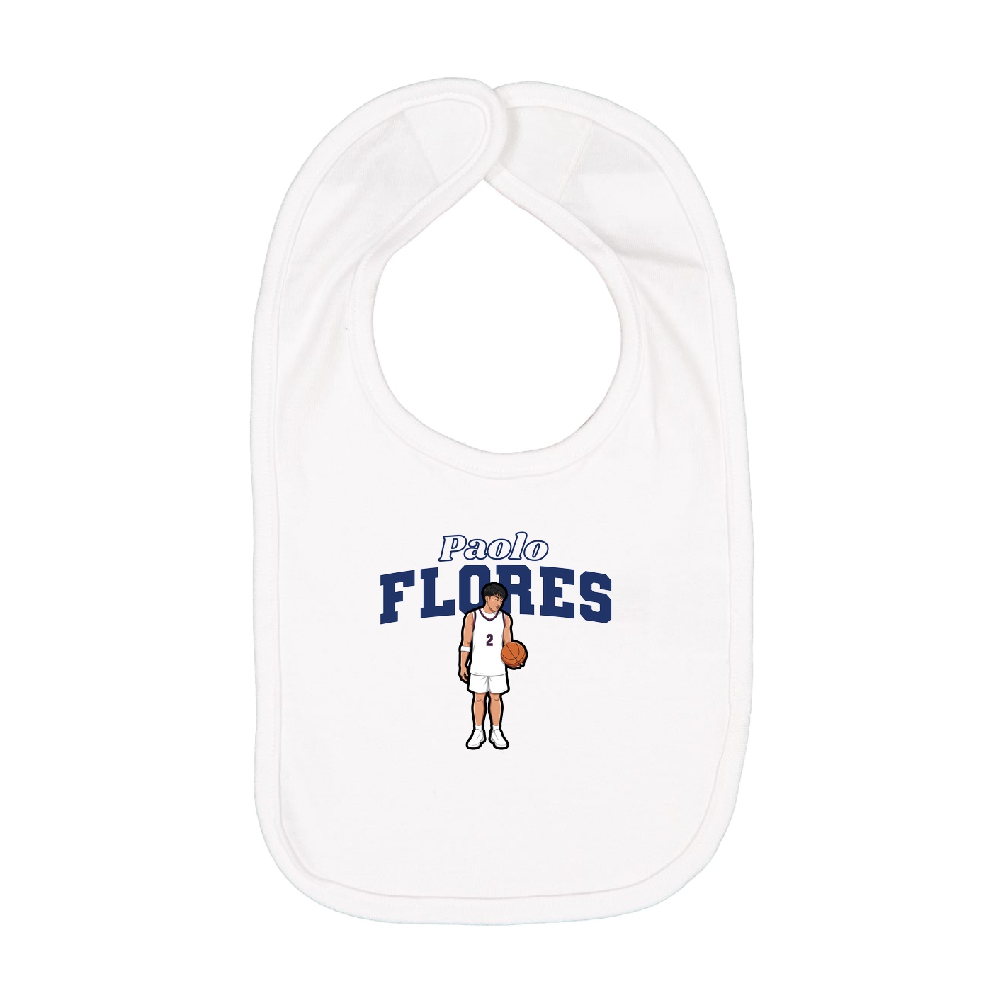 Infant Bib — Name Arch in White