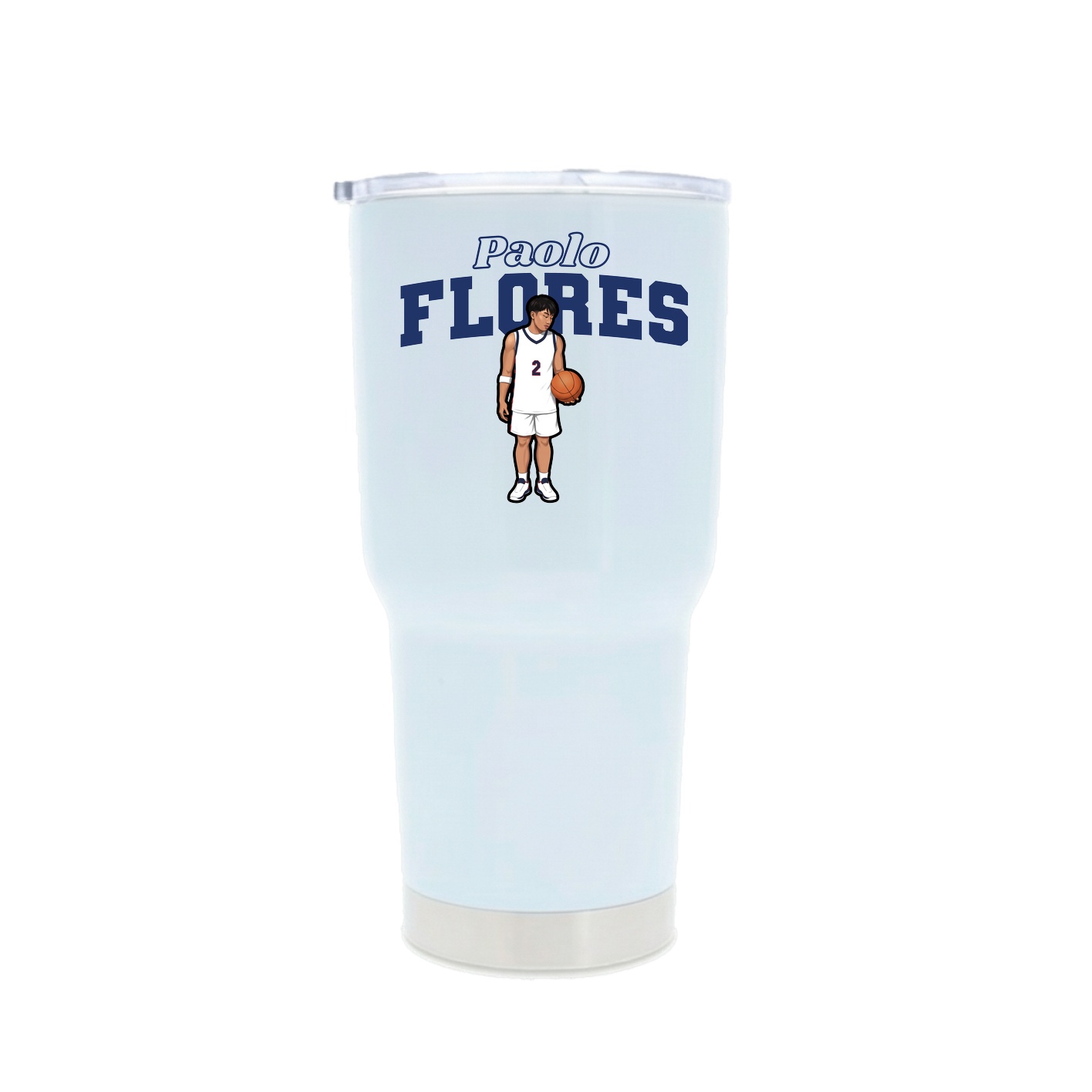 30oz Stainless Steel Tumbler — Name Arch in White