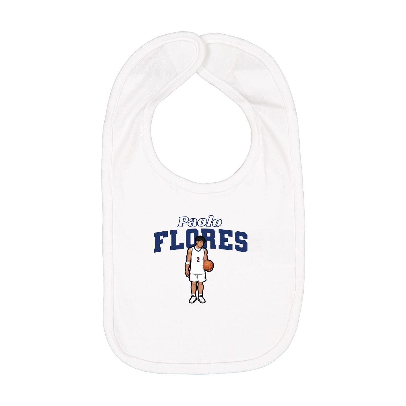 Infant Bib — Name Arch in White