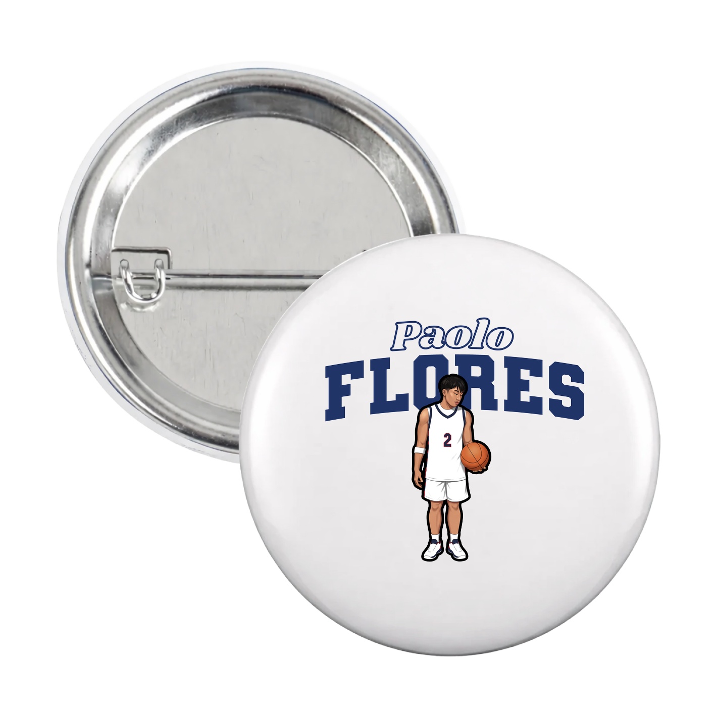 Game Day Button — Name Arch in White