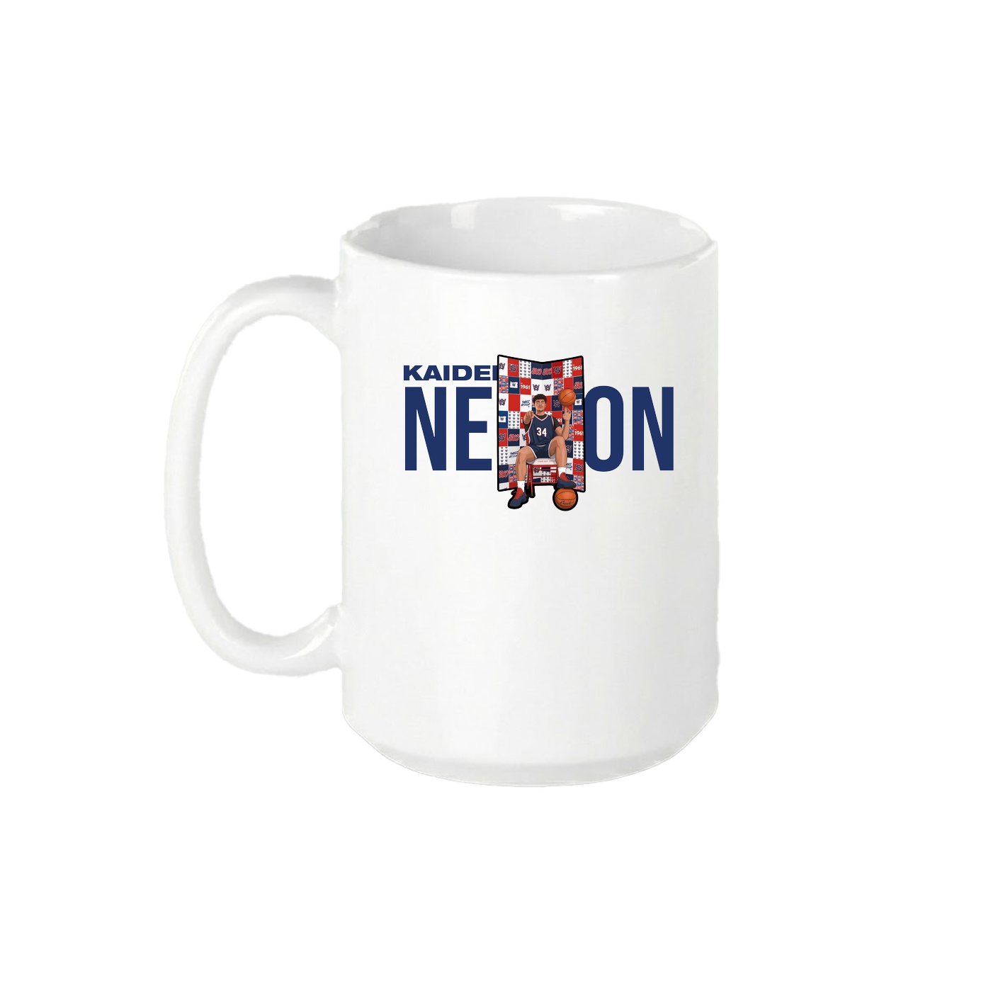 15oz Coffee Mug — Player Name in White