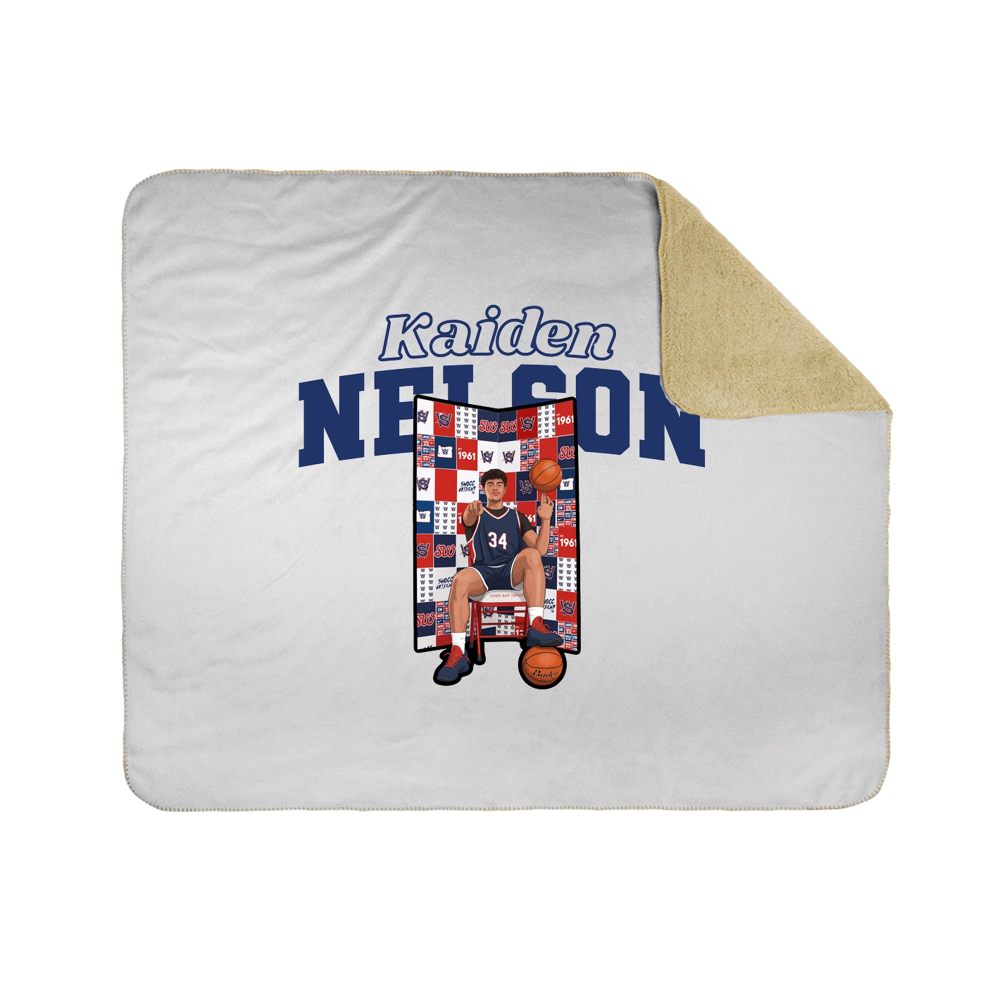 Throw Blanket — Name Arch in White