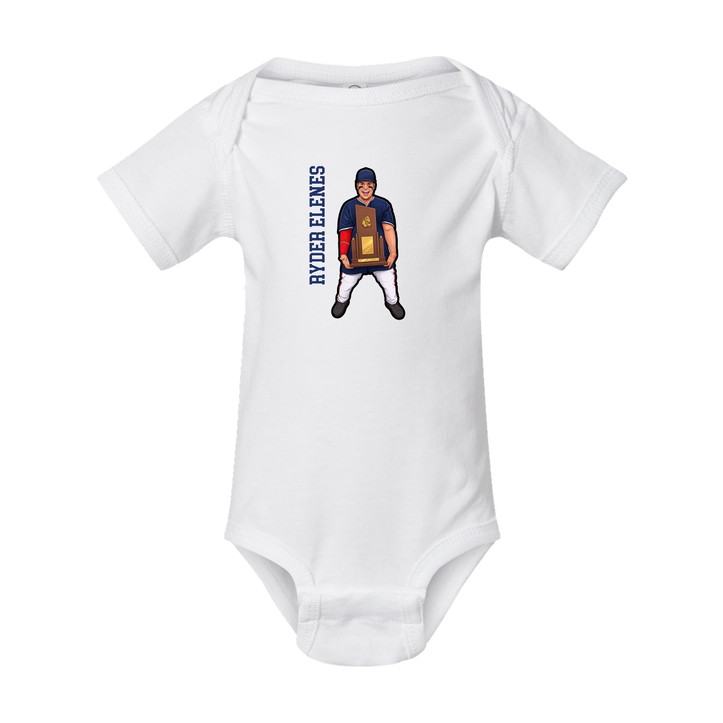 Baby Onesie — Name Vertical in White