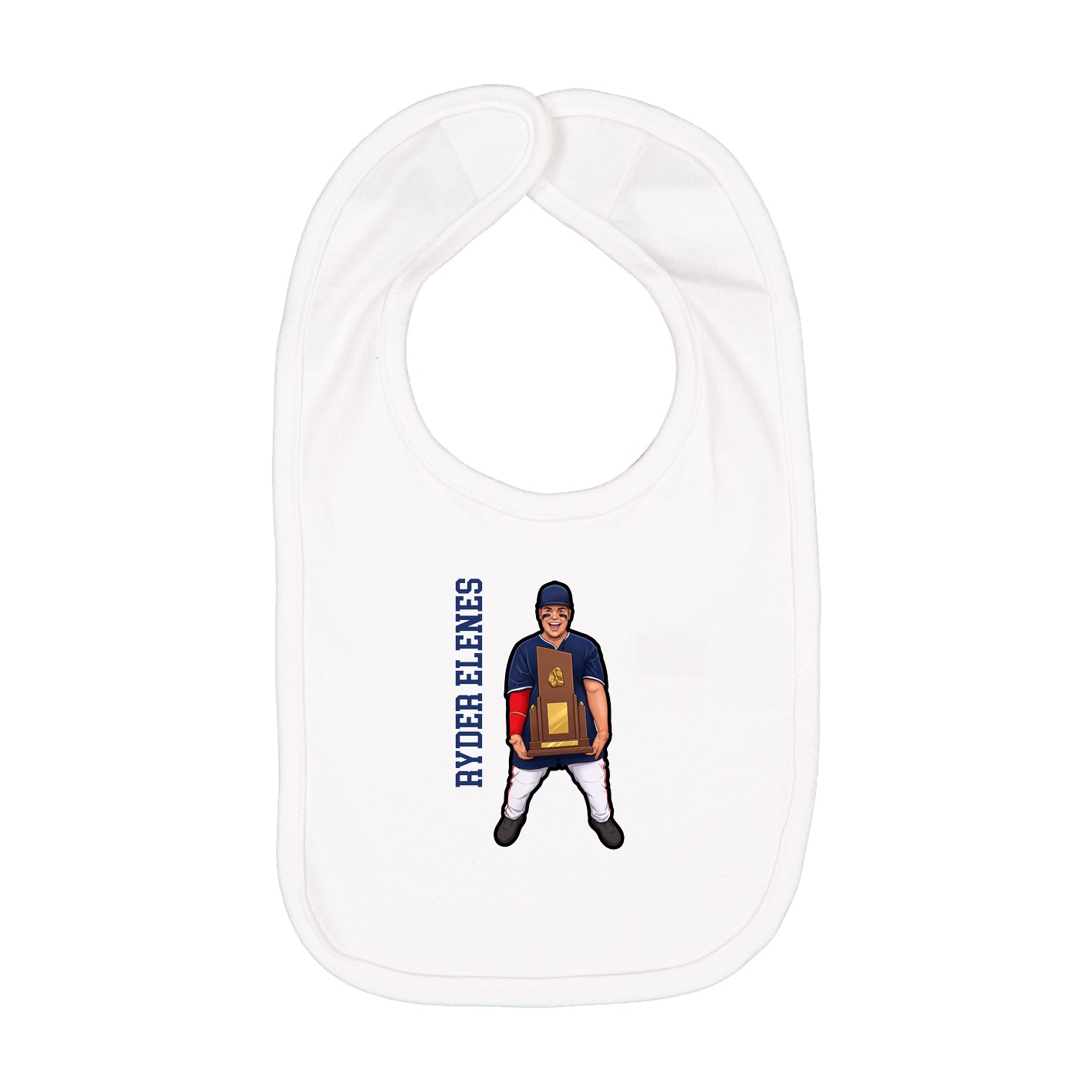 Infant Bib — Name Vertical in White