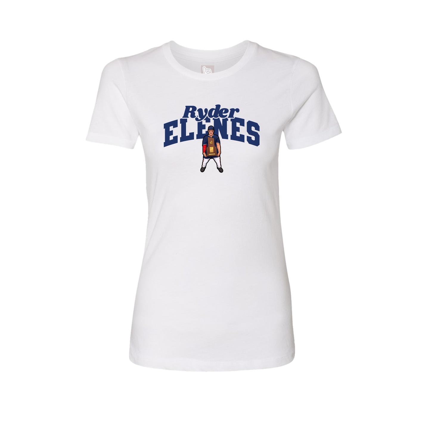 Fitted Women's Tee — Signature Arch in White
