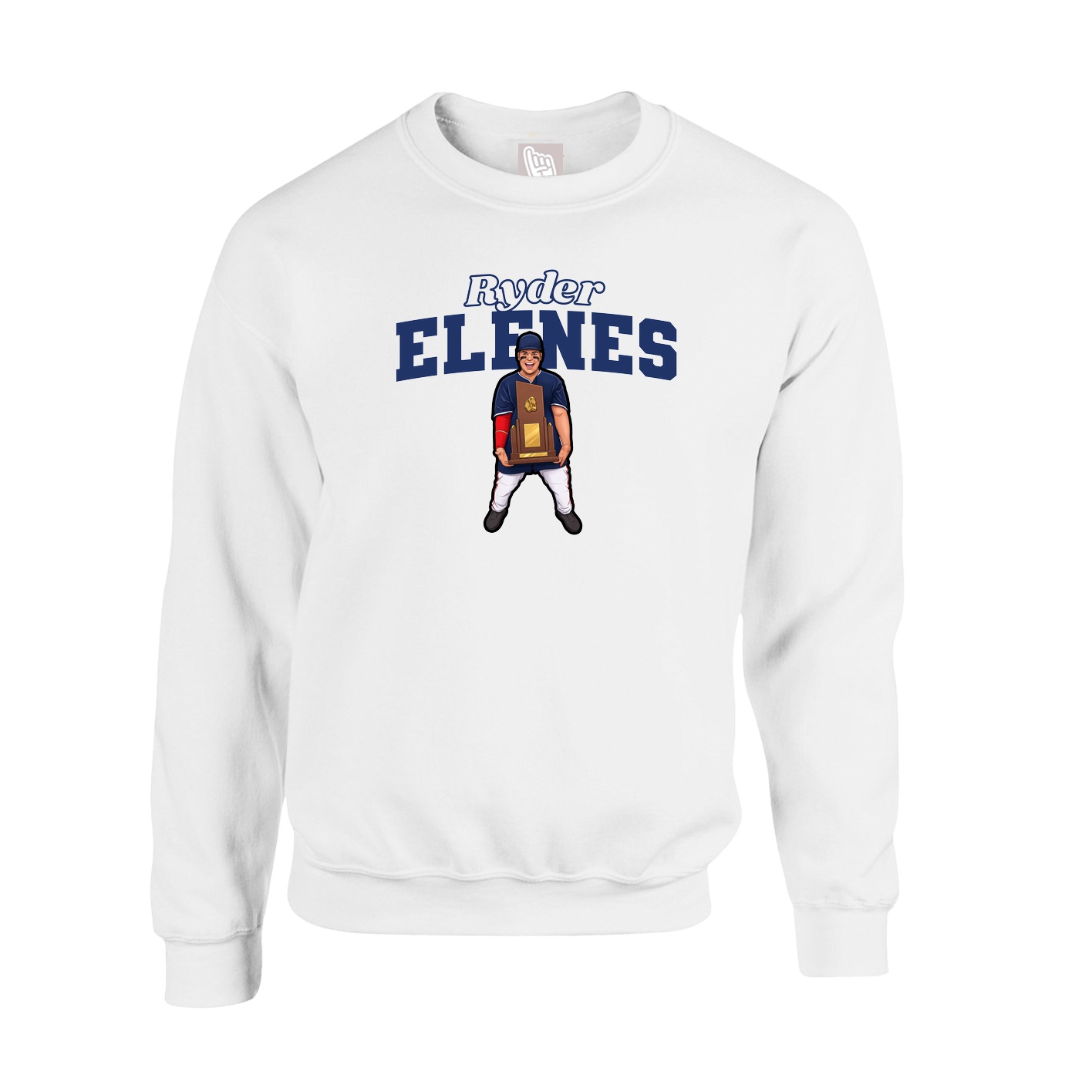 Fleece Crew — Name Arch in White