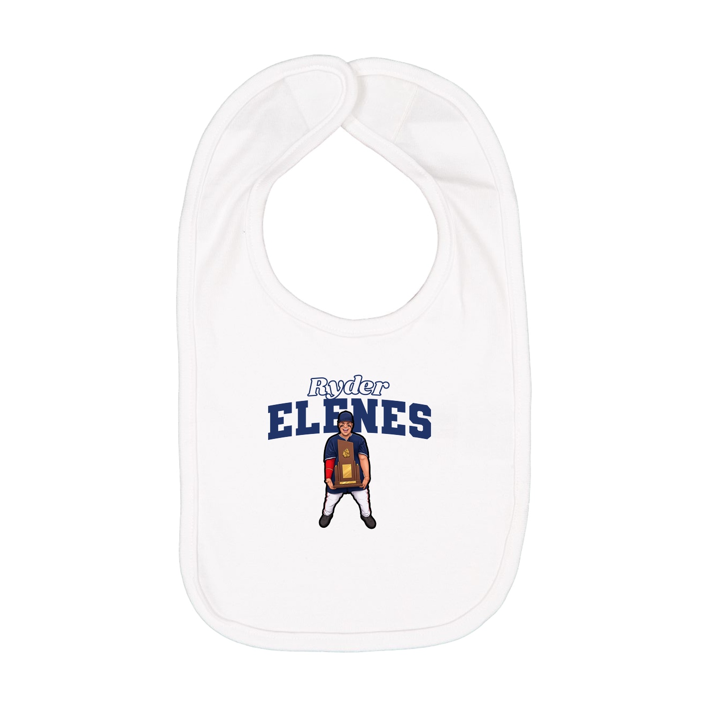 Infant Bib — Name Arch in White