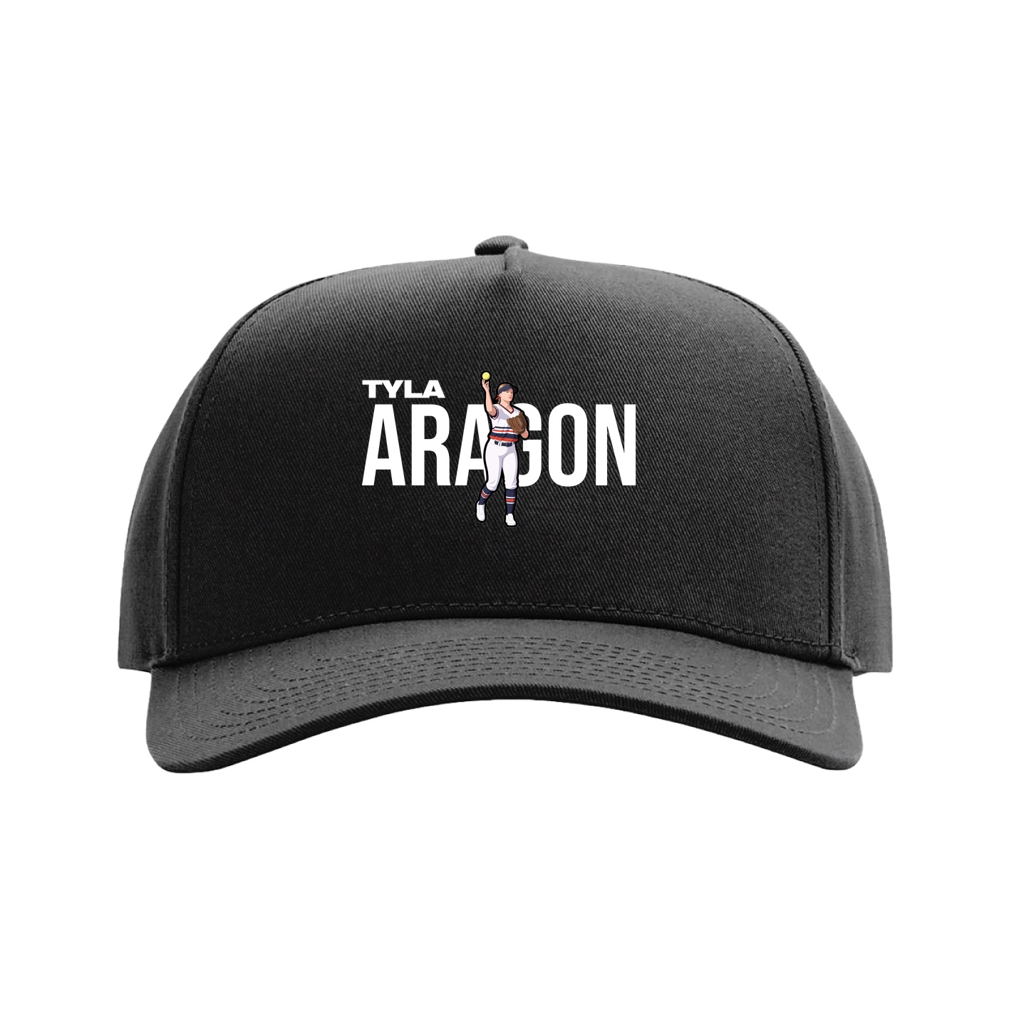 Full Fabric Five-Panel Champ Cap — Player Name in Black
