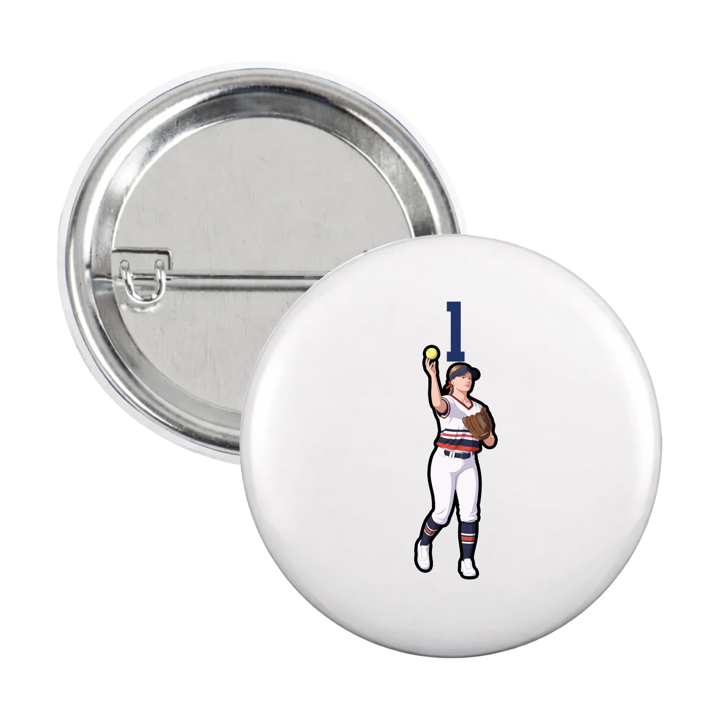 Game Day Button — Number Top in White