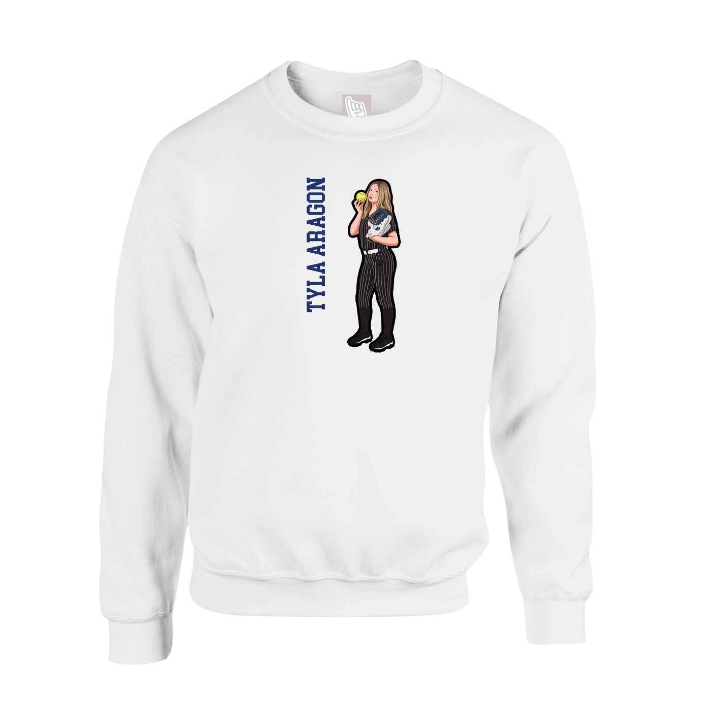 Fleece Crew — Name Vertical in White