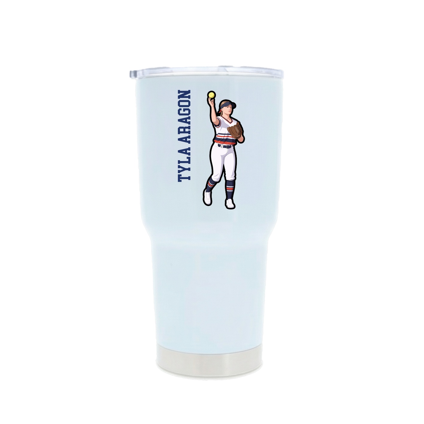 30oz Stainless Steel Tumbler — Name Vertical in White
