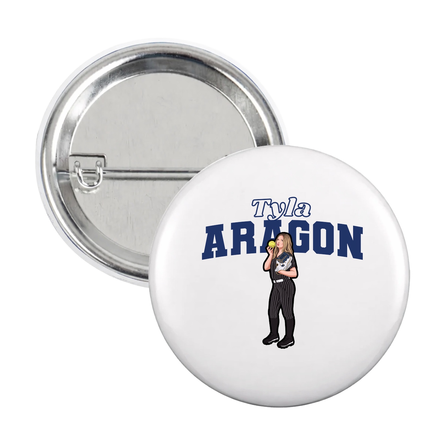Game Day Button — Name Arch in White